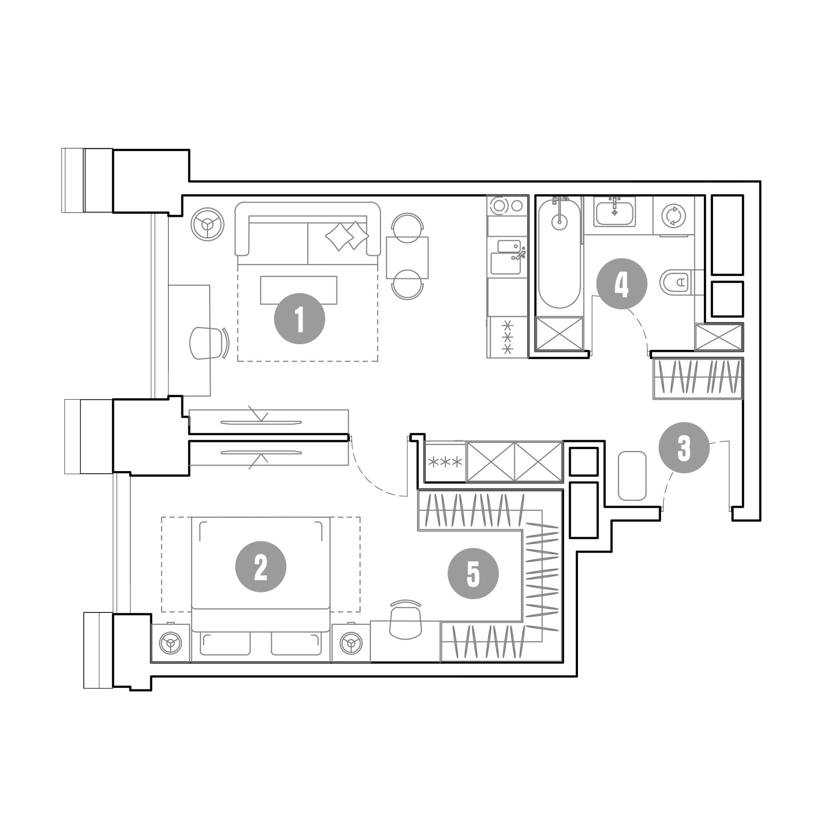 Планировка: 2-комнатная квартира, 48,2 м²