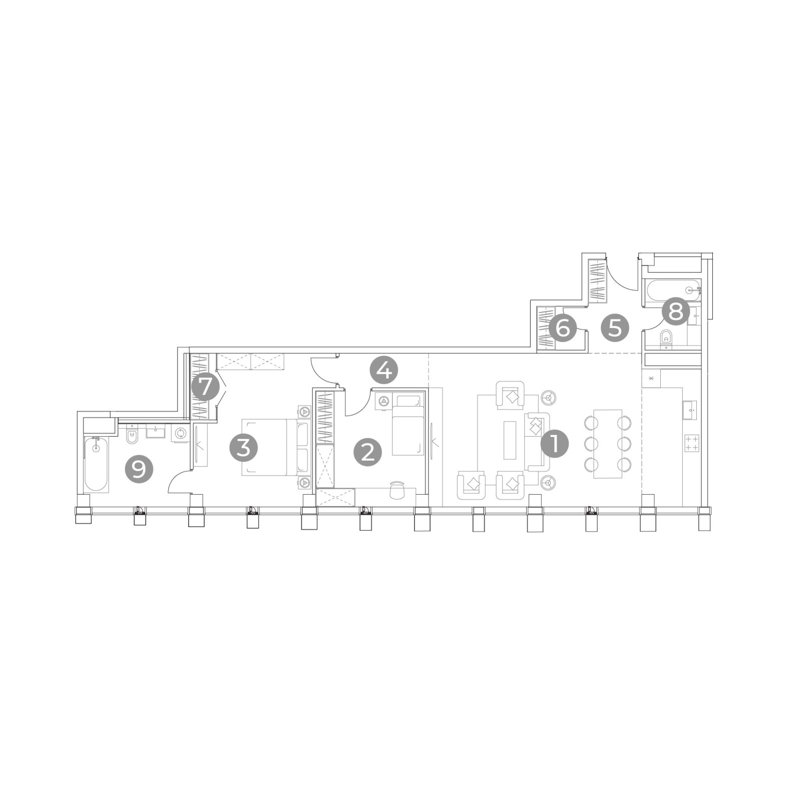 Планировка: 3-комнатная квартира, 96,5 м²