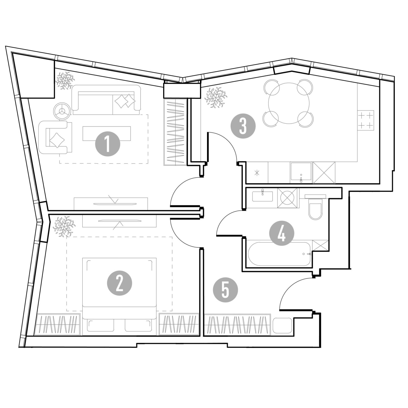 Планировка: 2-комнатная квартира, 55,0 м²