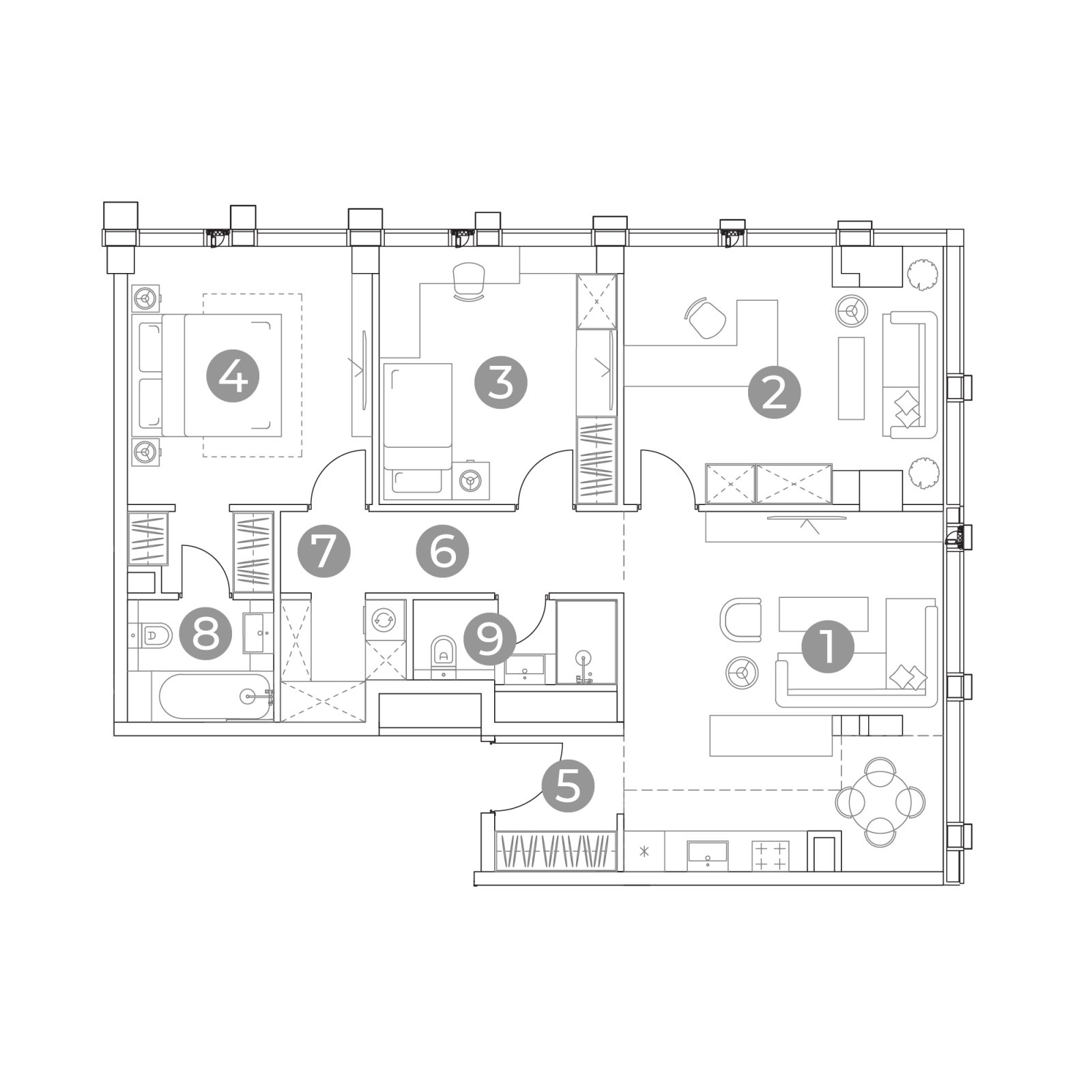 Планировка: 4-комнатная квартира, 91,2 м²