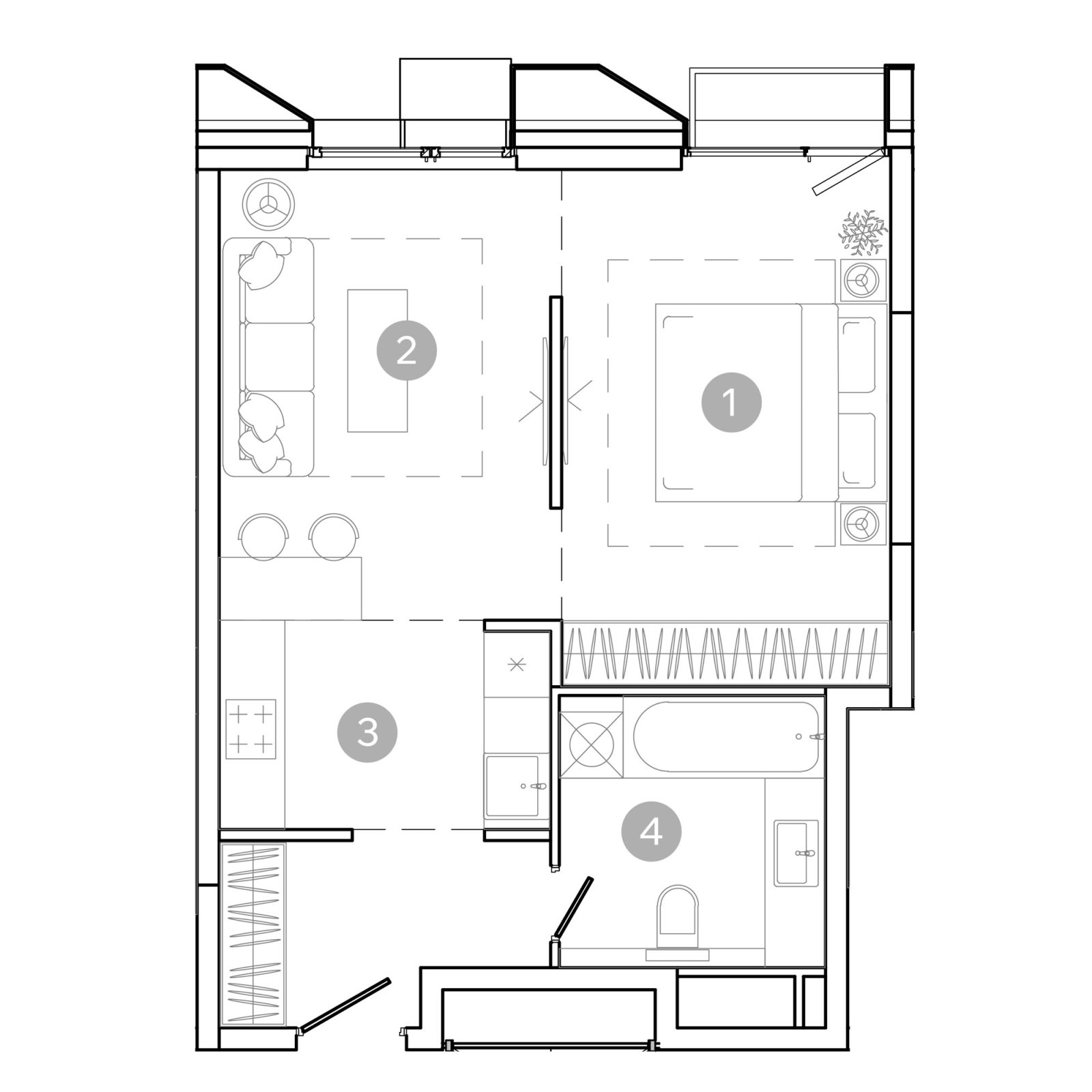 Планировка: 2-комнатная квартира, 43,5 м²