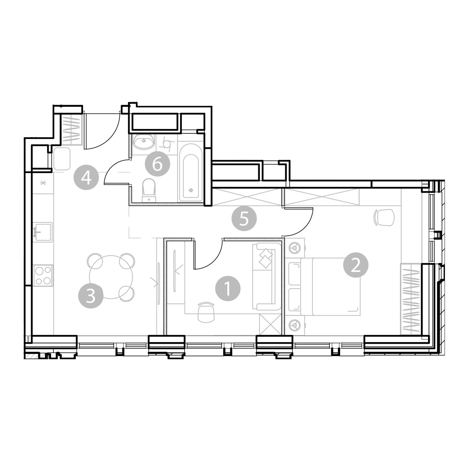 Планировка: 2-комнатная квартира, 51,1 м²