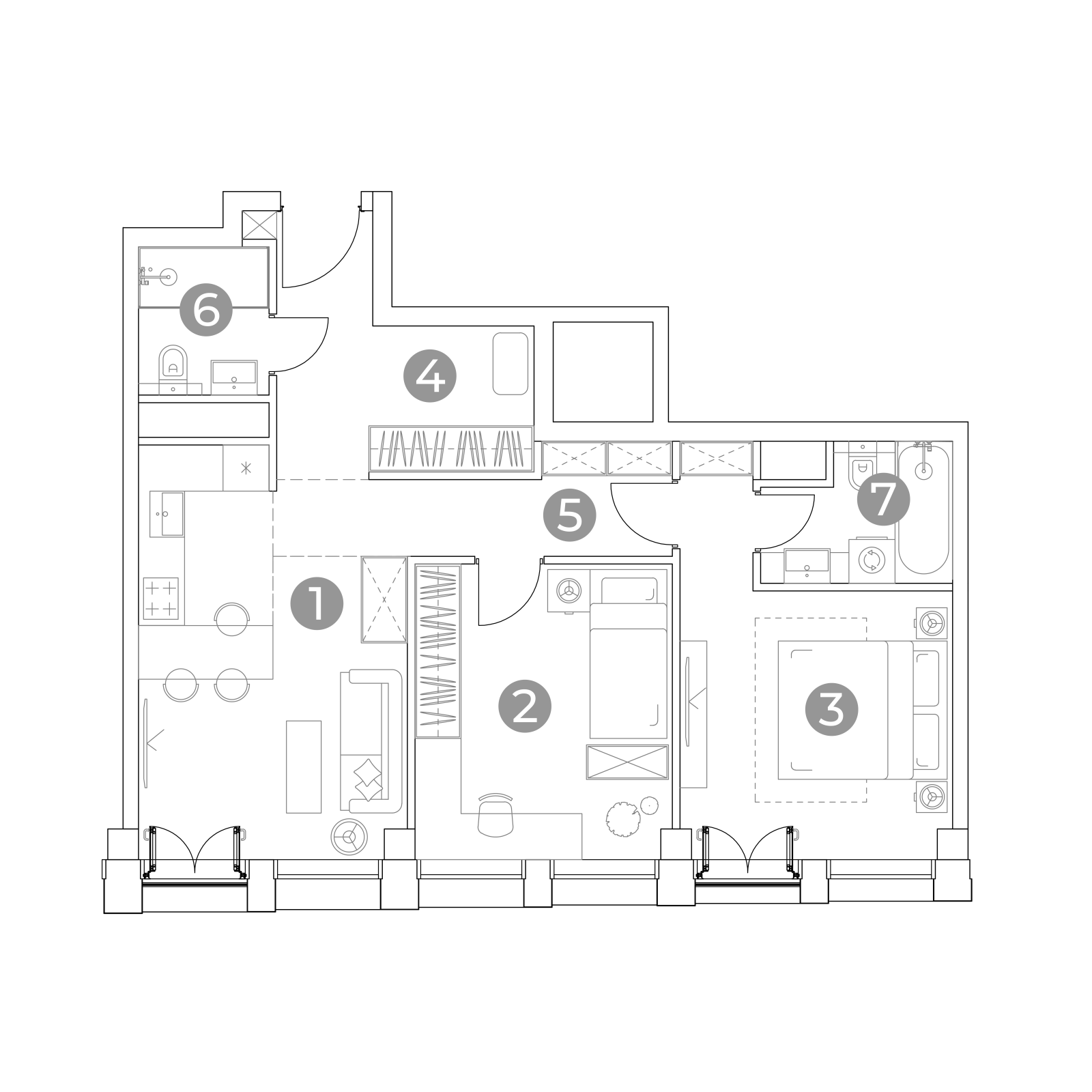 Планировка: 3-комнатная квартира, 65,0 м²