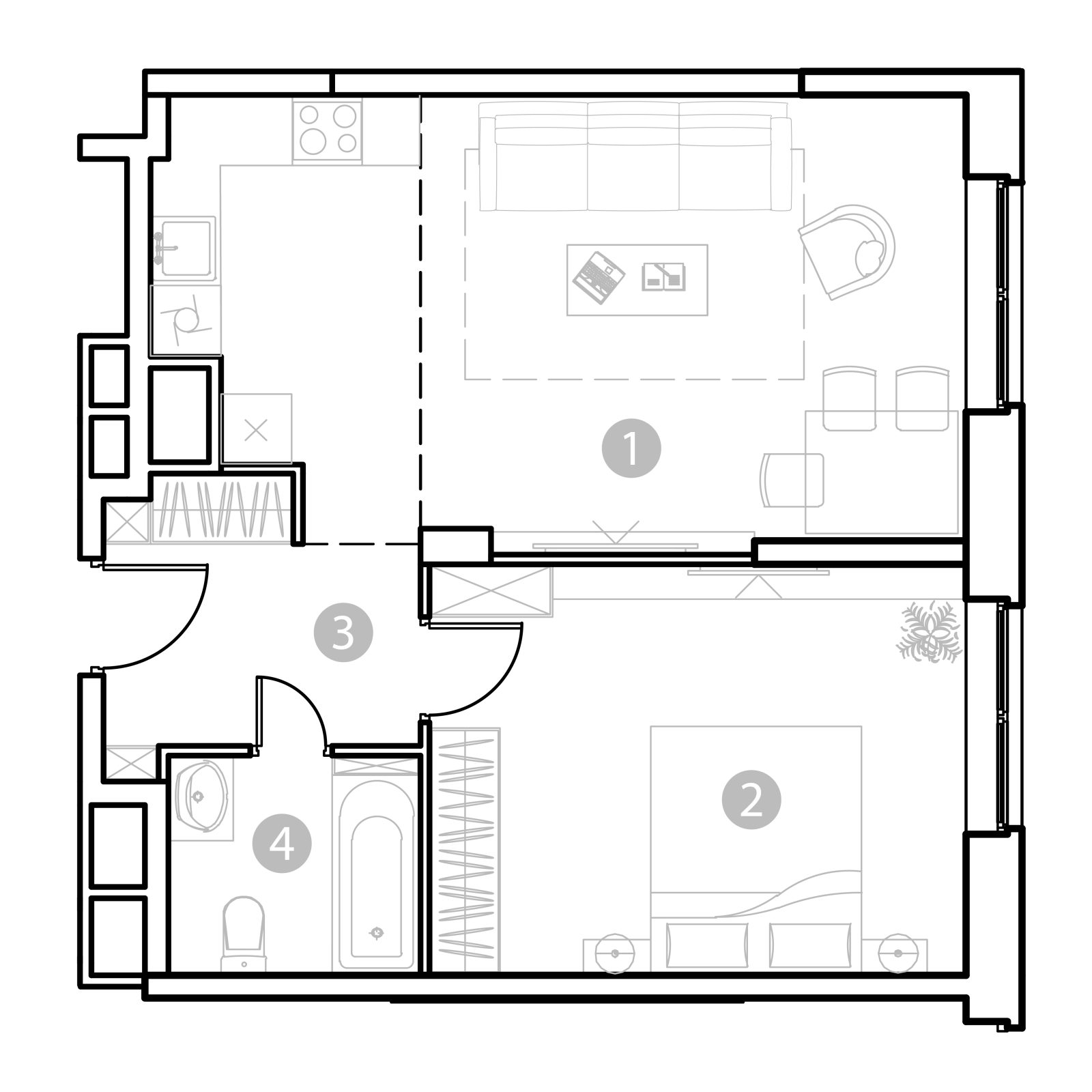 Планировка: 2-комнатная квартира, 52,3 м²