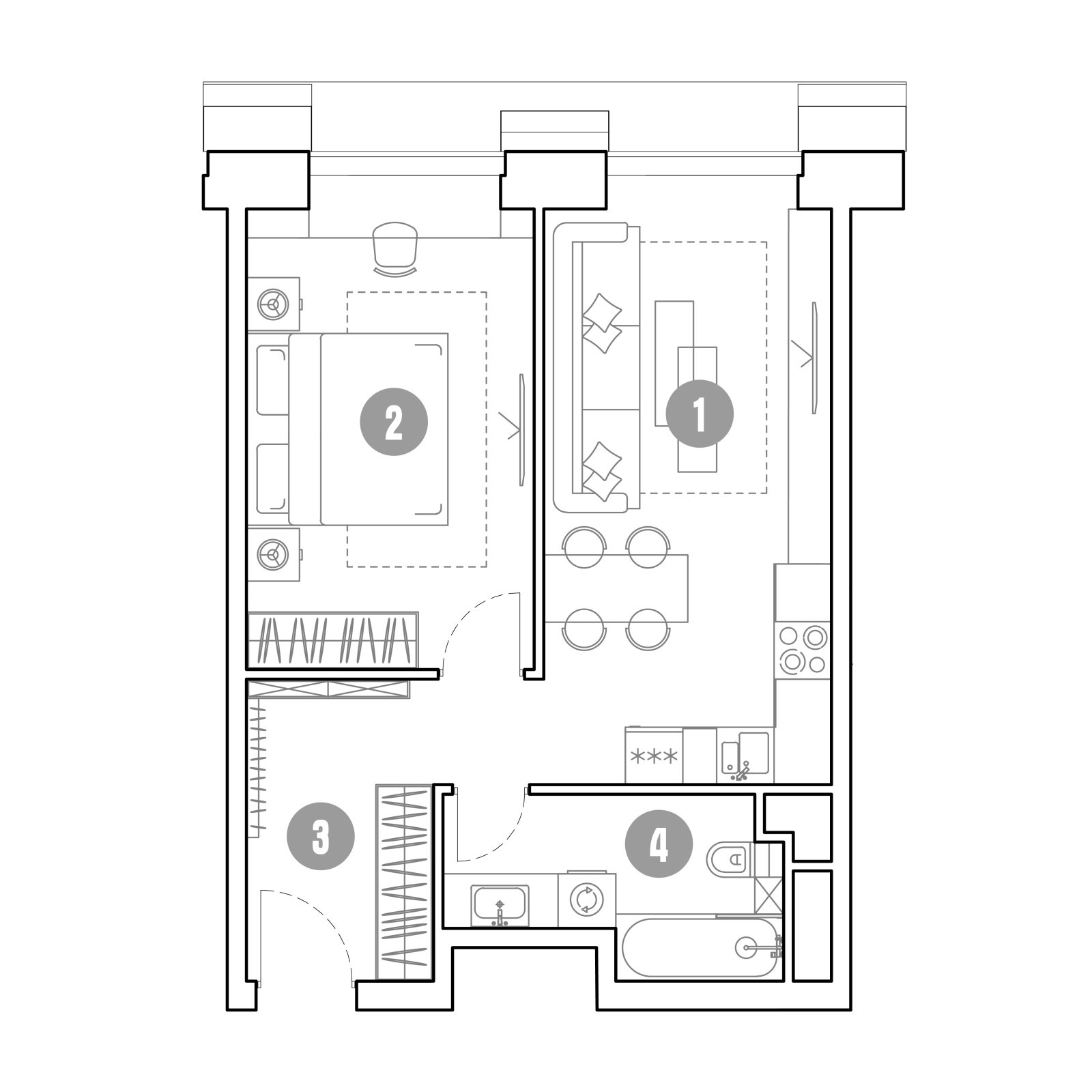 Планировка: 2-комнатная квартира, 47,2 м²