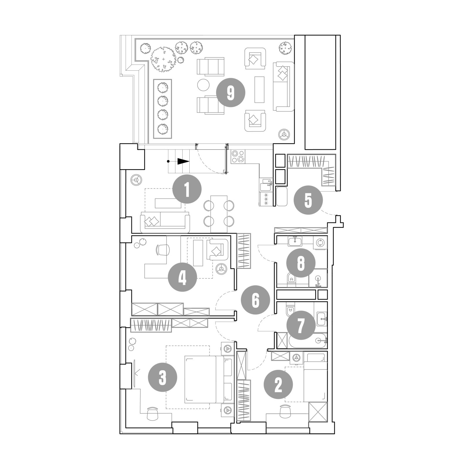 Планировка: 4-комнатная квартира, 123,7 м²