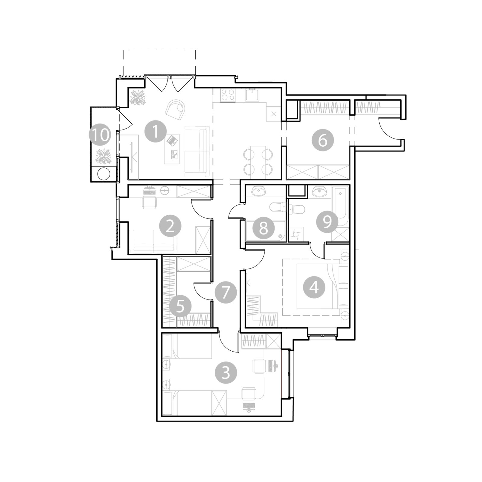 Планировка: 4-комнатная квартира, 99,8 м²
