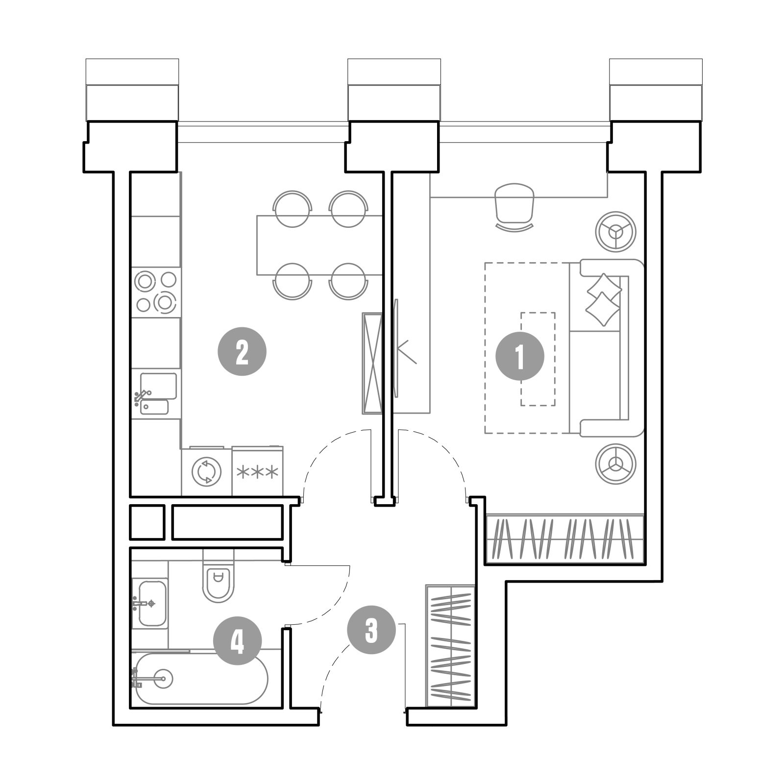 Планировка: 1-комнатная квартира, 34,8 м²