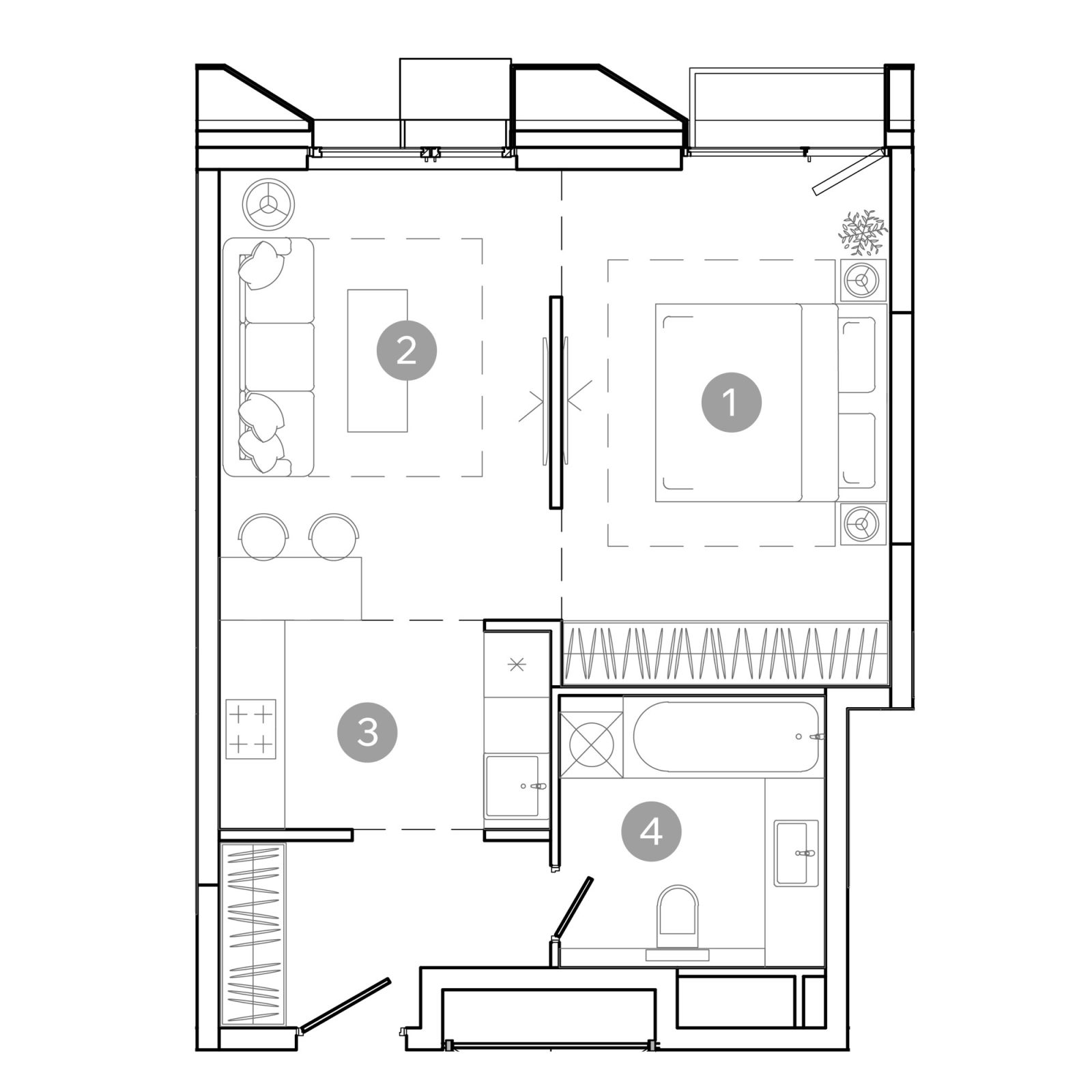 Планировка: 2-комнатная квартира, 43,5 м²
