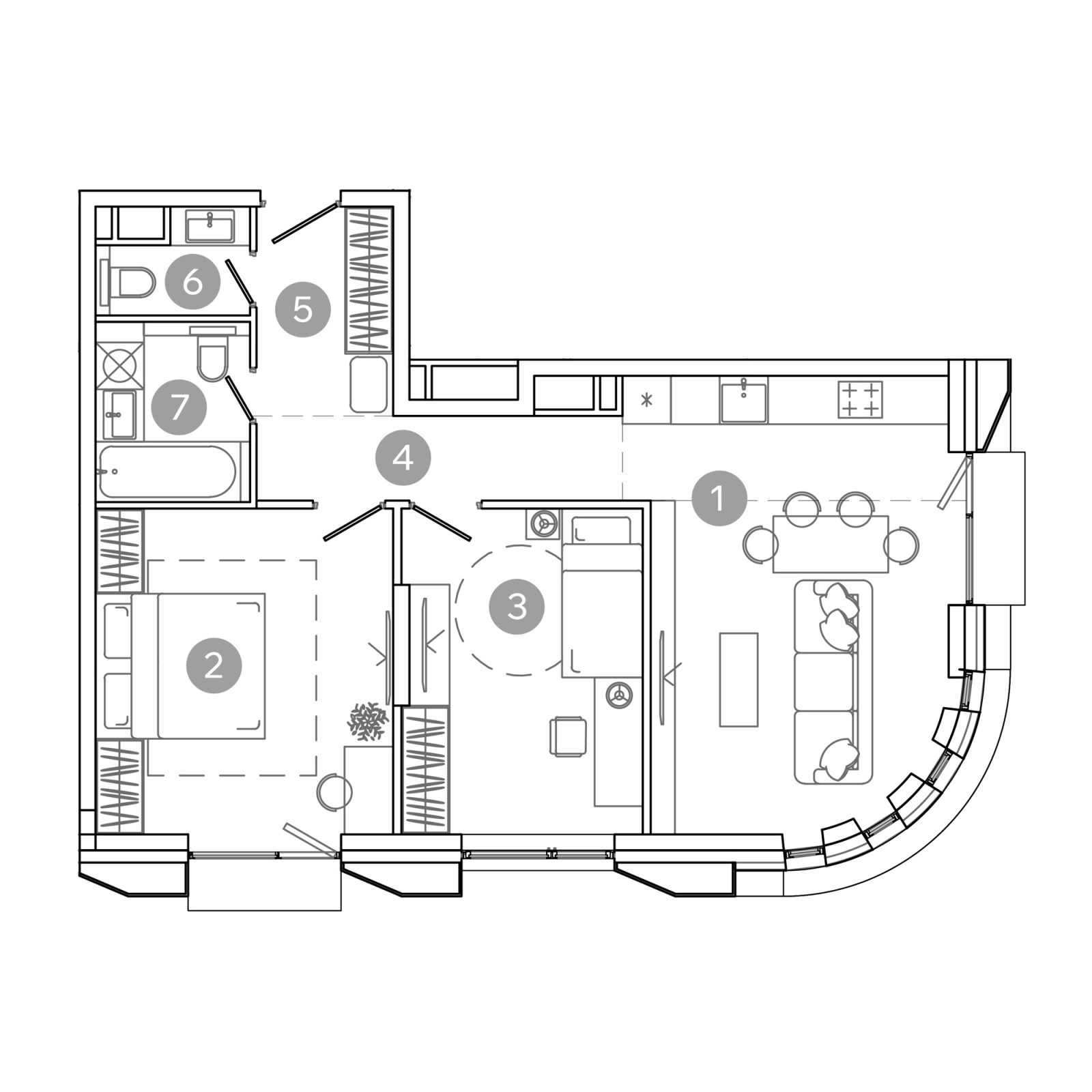 Планировка: 3-комнатная квартира, 62,9 м²