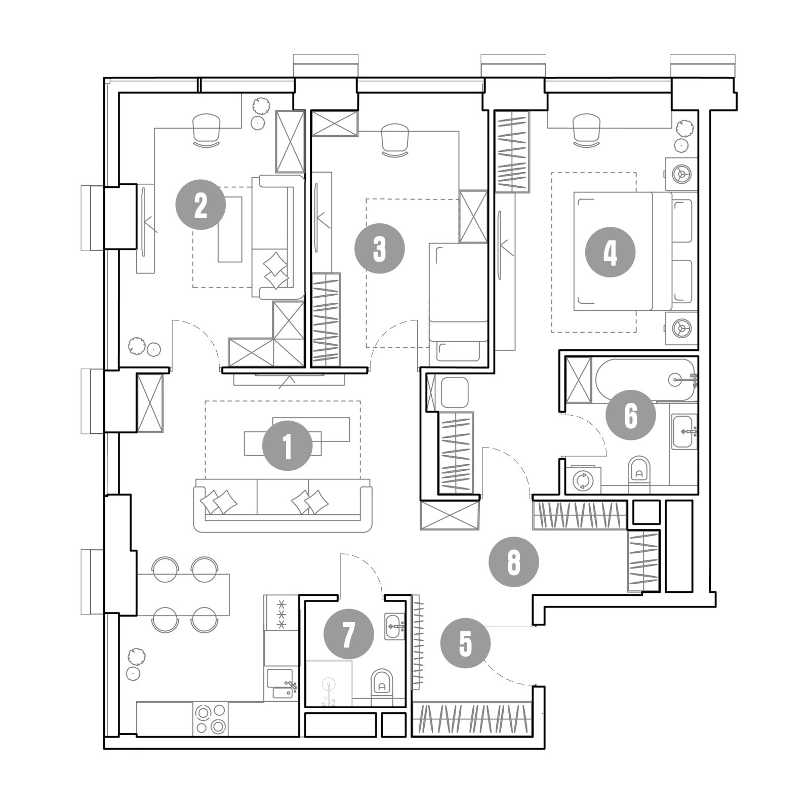 Планировка: 4-комнатная квартира, 92,9 м²