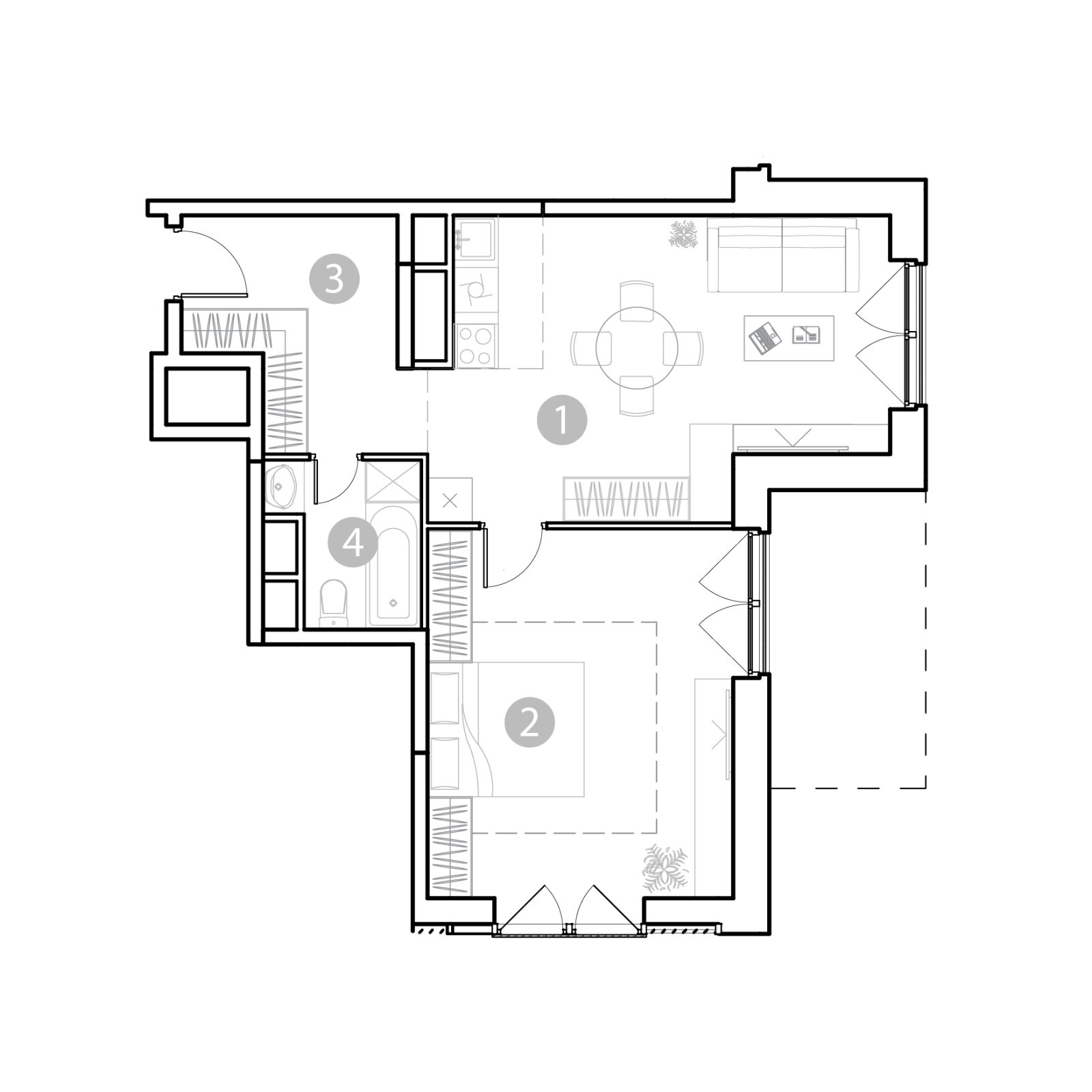 Планировка: 2-комнатная квартира, 56,9 м²
