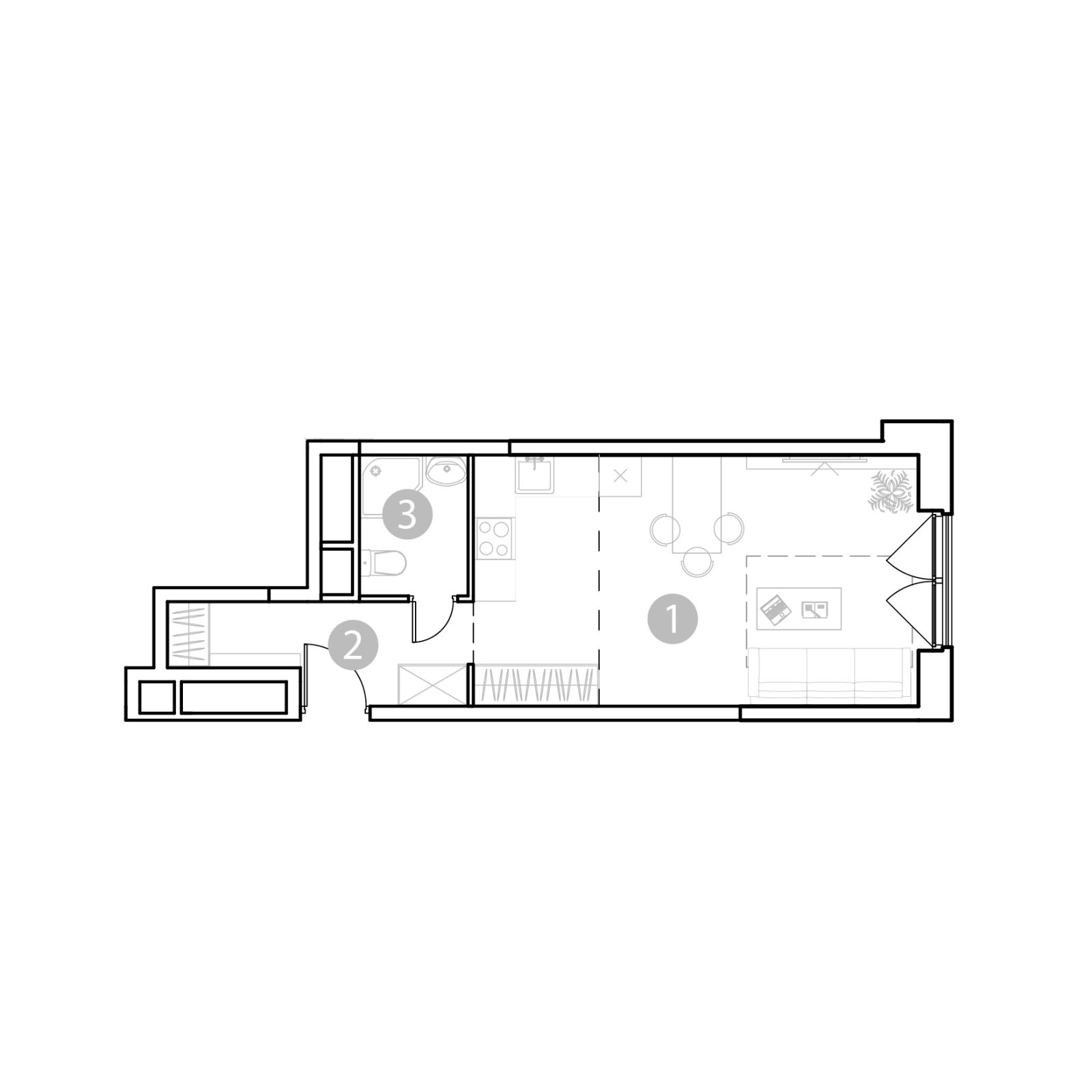 Планировка: студия, 31,9 м²