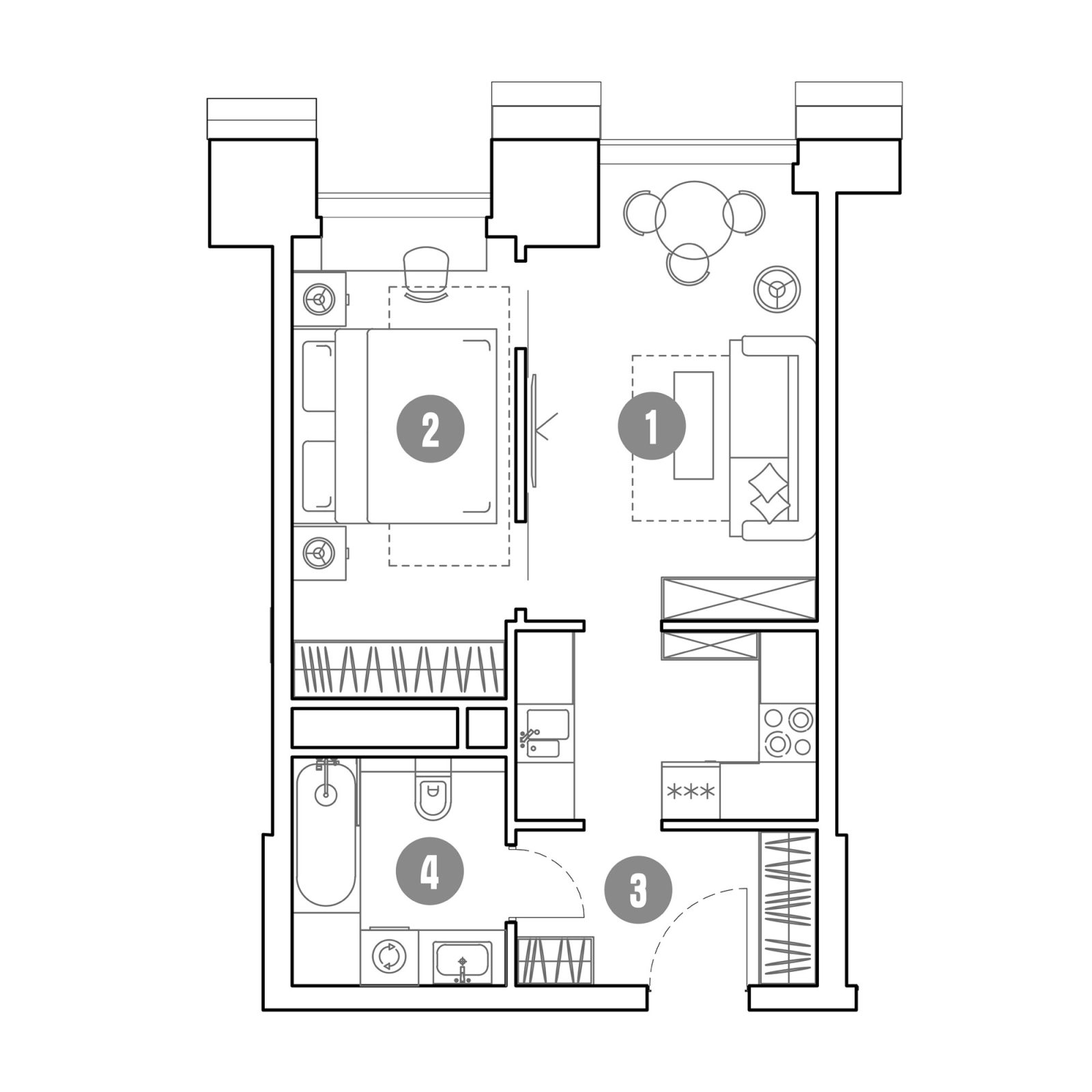 Планировка: 2-комнатная квартира, 41,3 м²