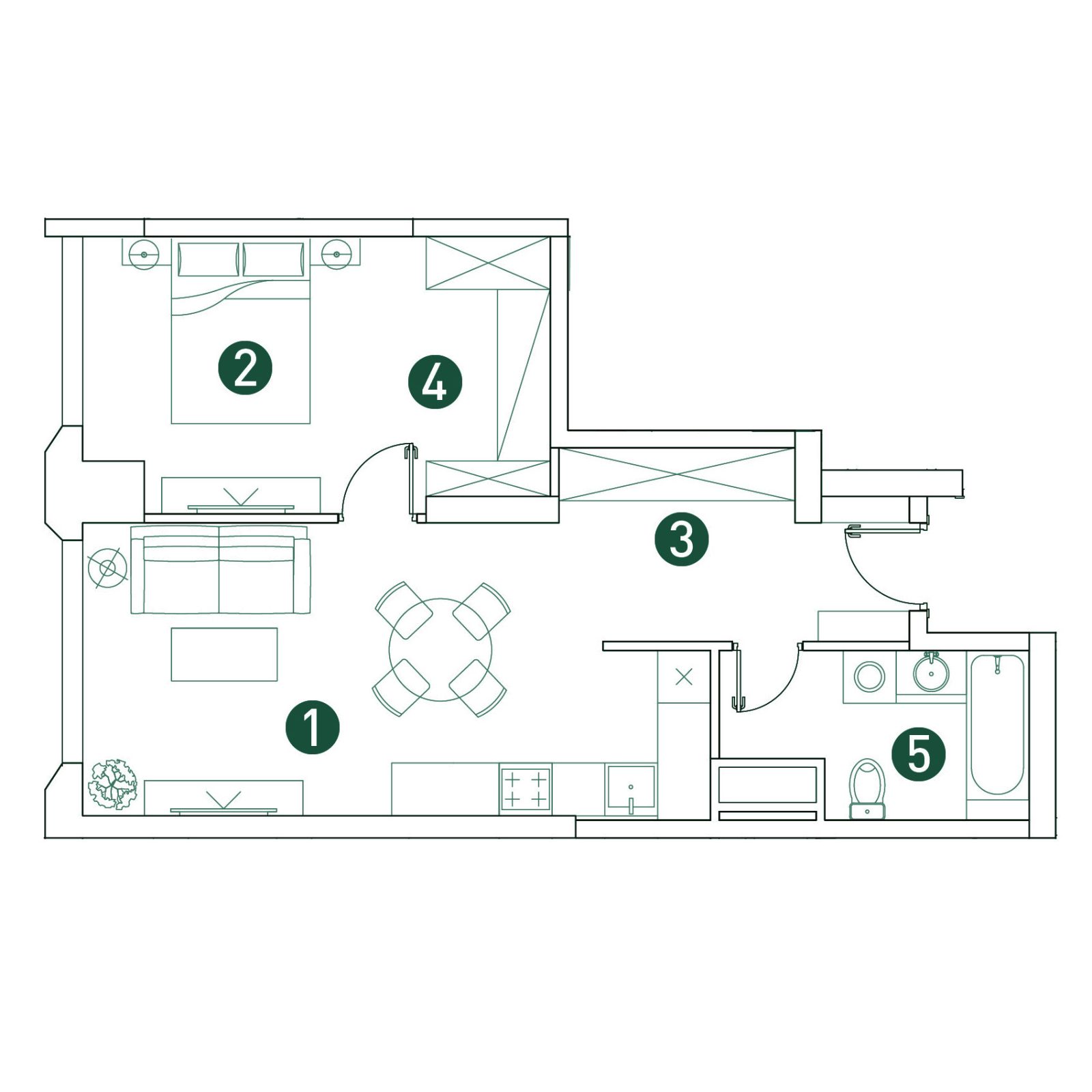 Планировка: 2-комнатная квартира, 51,3 м²