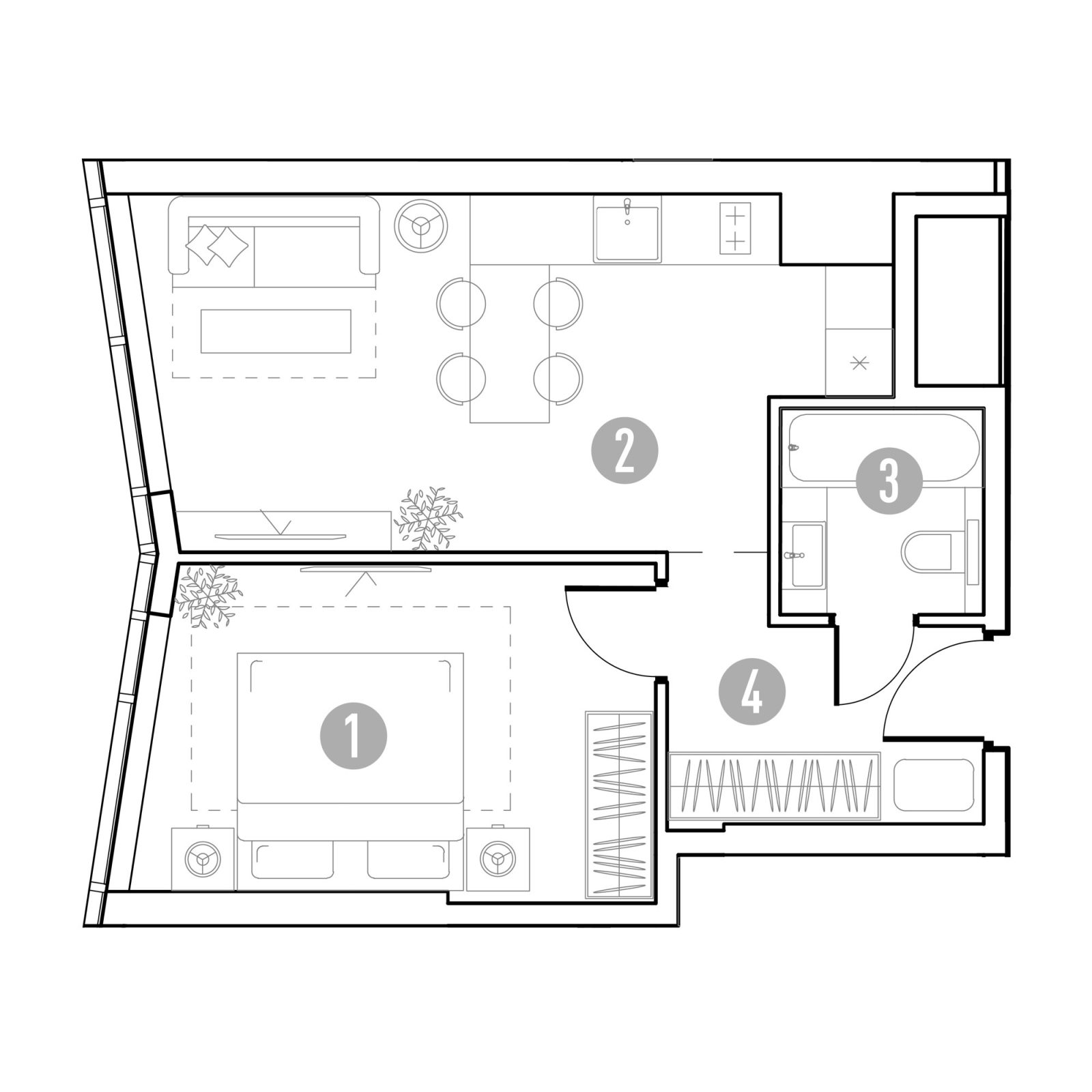Планировка: 1-комнатная квартира, 40,7 м²