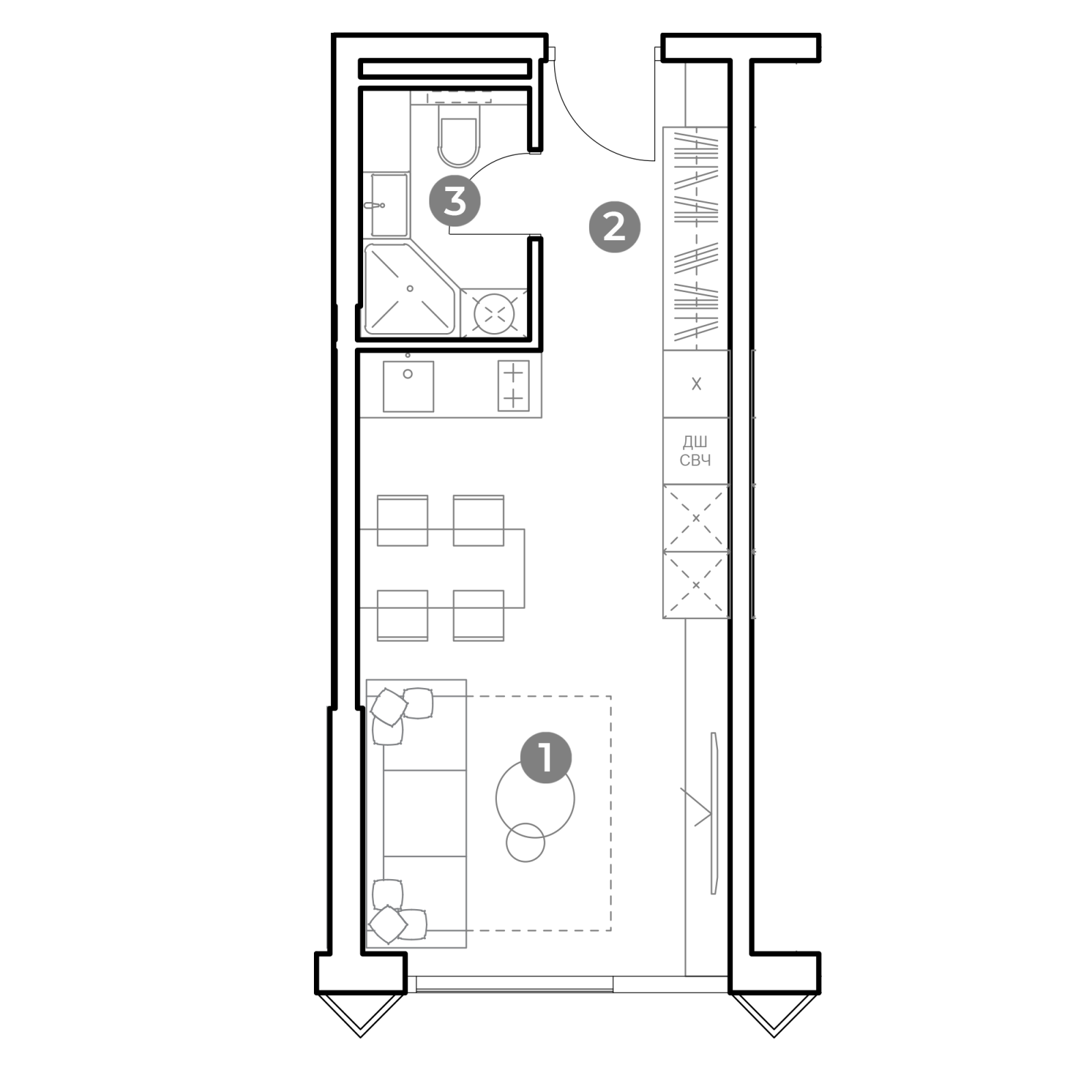 Планировка: студия, 27,0 м²