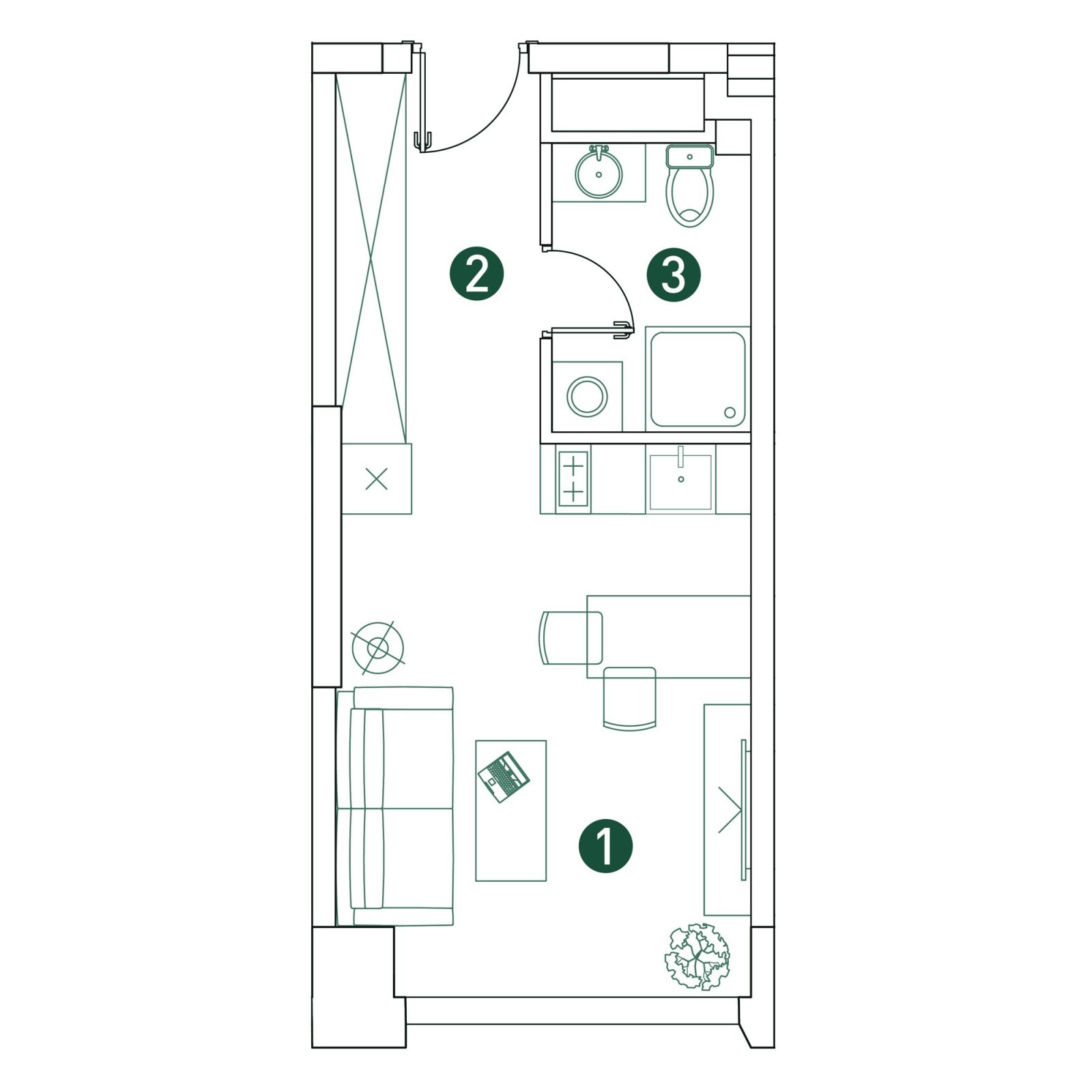 Планировка: студия, 25,7 м²