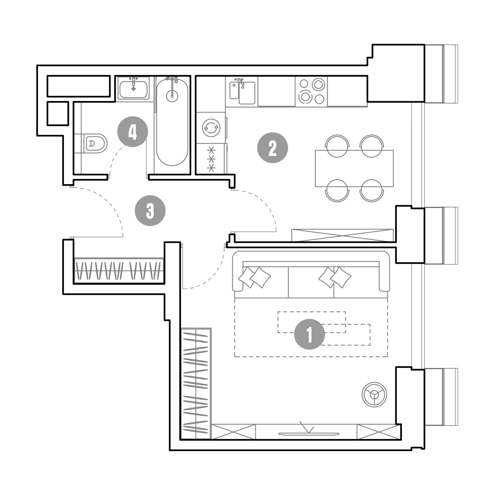 Планировка: 1-комнатная квартира, 36,7 м²