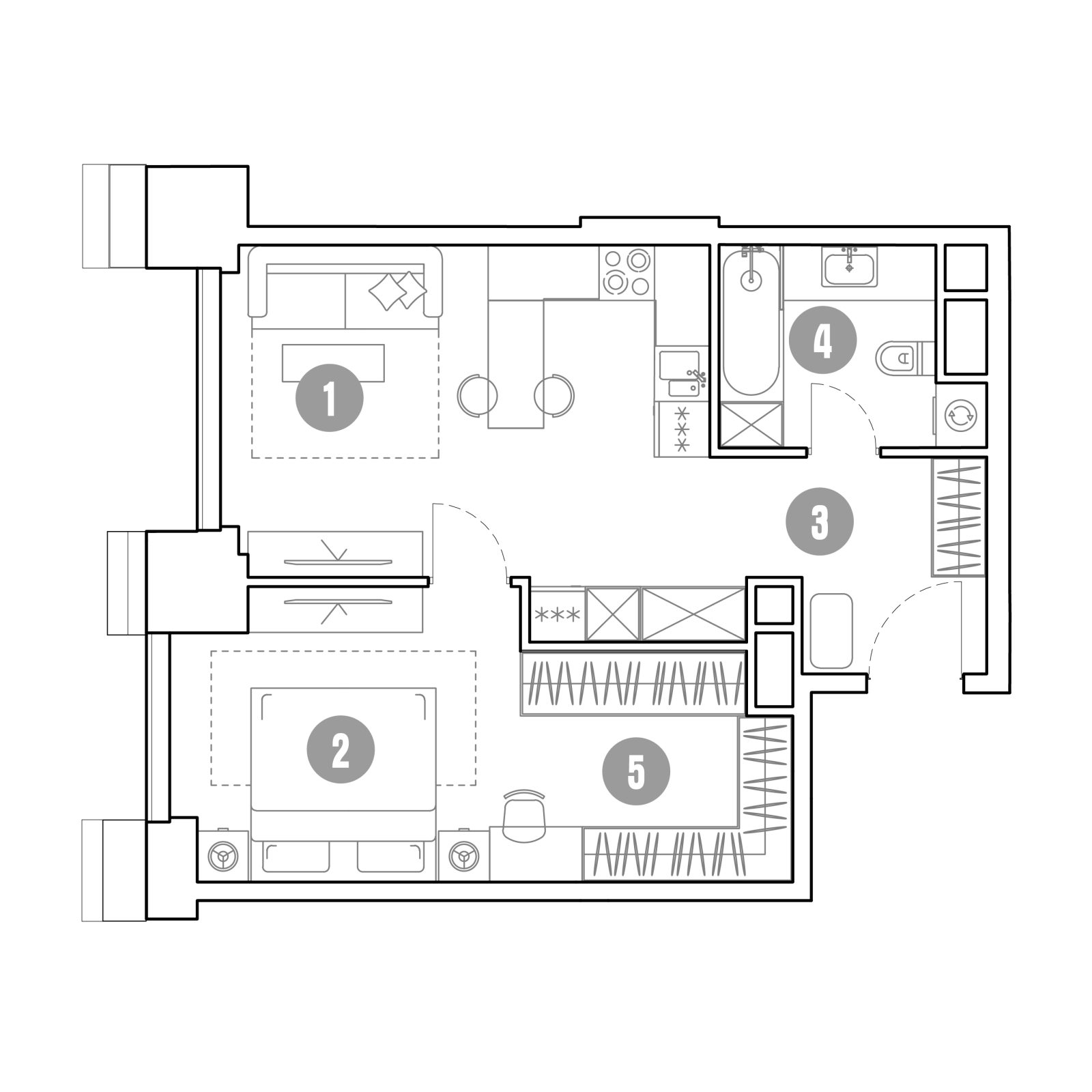 Планировка: 2-комнатная квартира, 50,4 м²