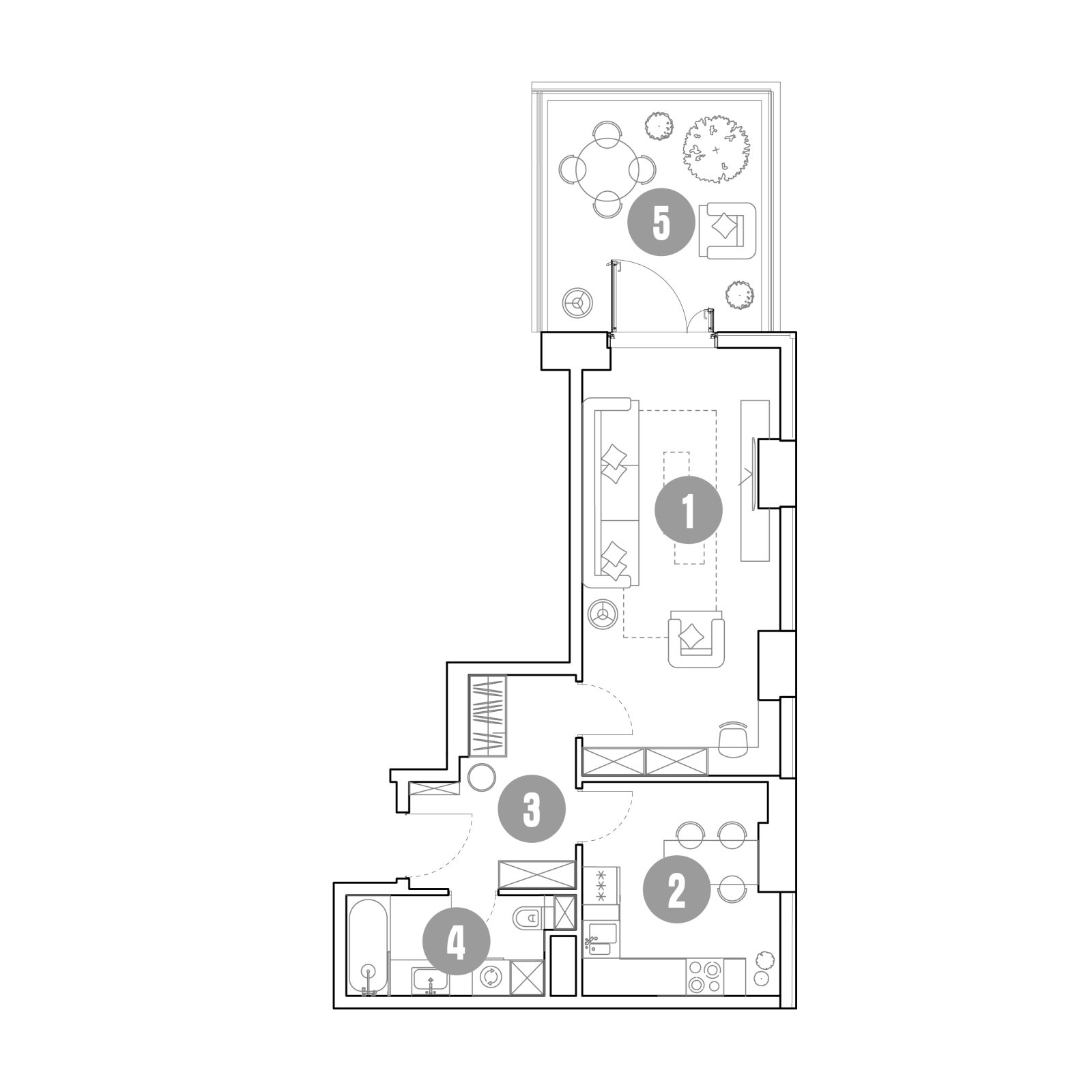Планировка: 1-комнатная квартира, 56,0 м²
