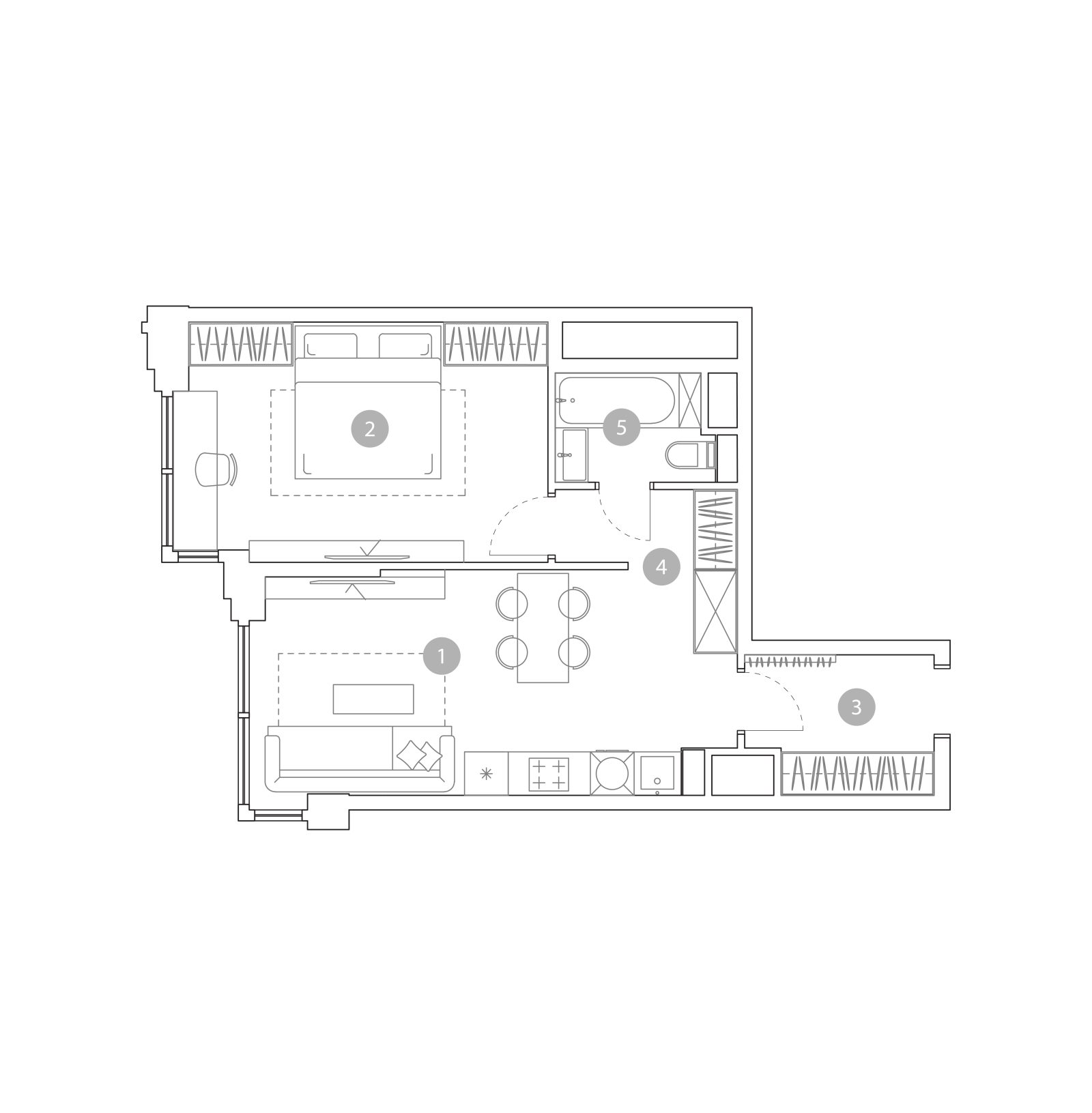 Планировка: 2-комнатная квартира, 46,2 м²