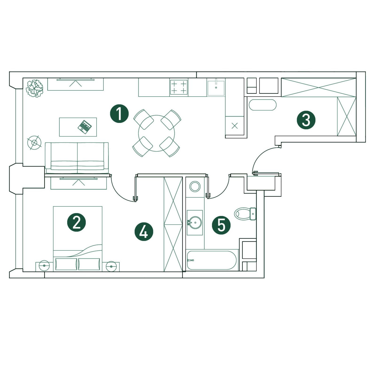 Планировка: 2-комнатная квартира, 51,0 м²