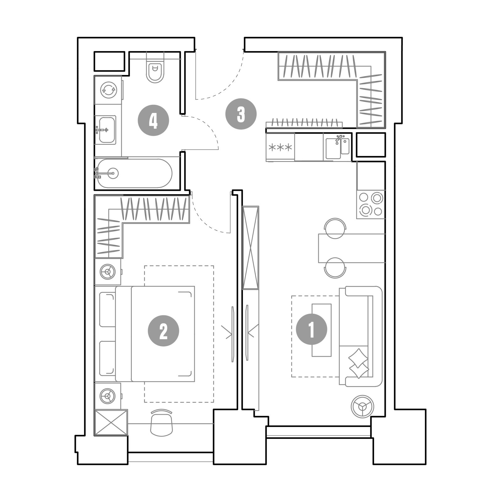 Планировка: 2-комнатная квартира, 46,0 м²