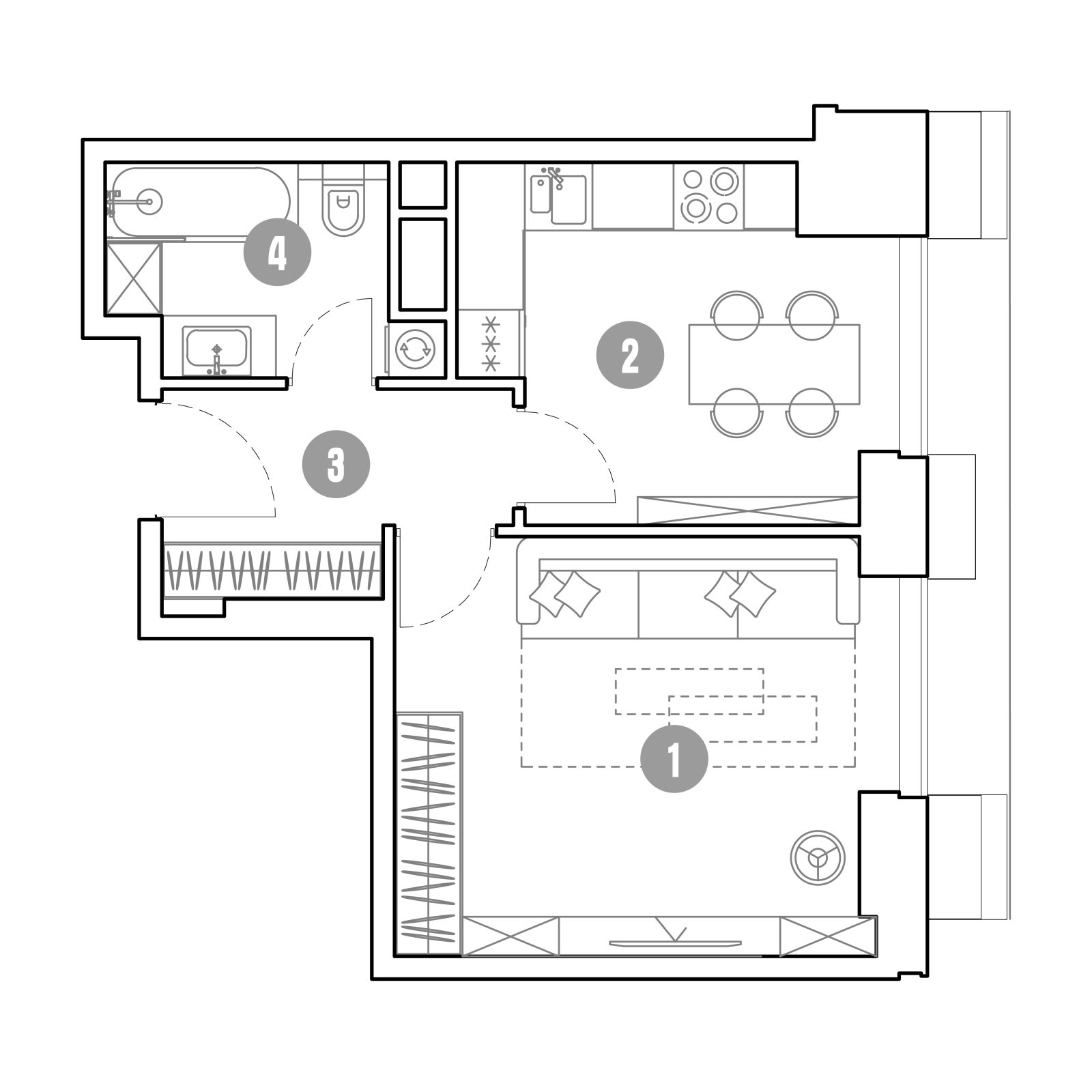 Планировка: 1-комнатная квартира, 36,8 м²