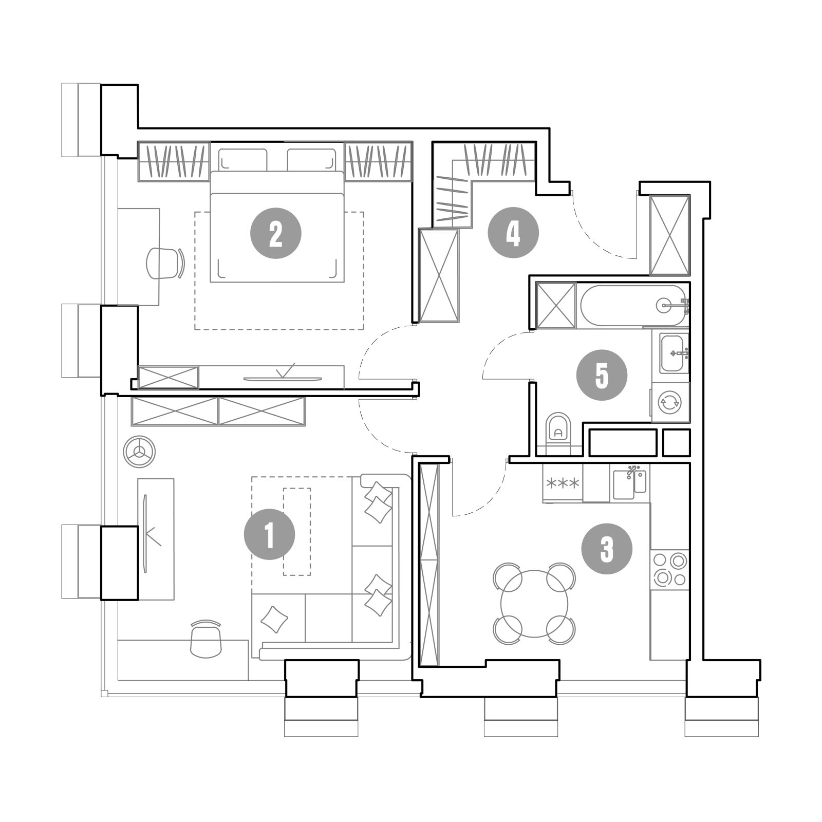 Планировка: 2-комнатная квартира, 62,1 м²