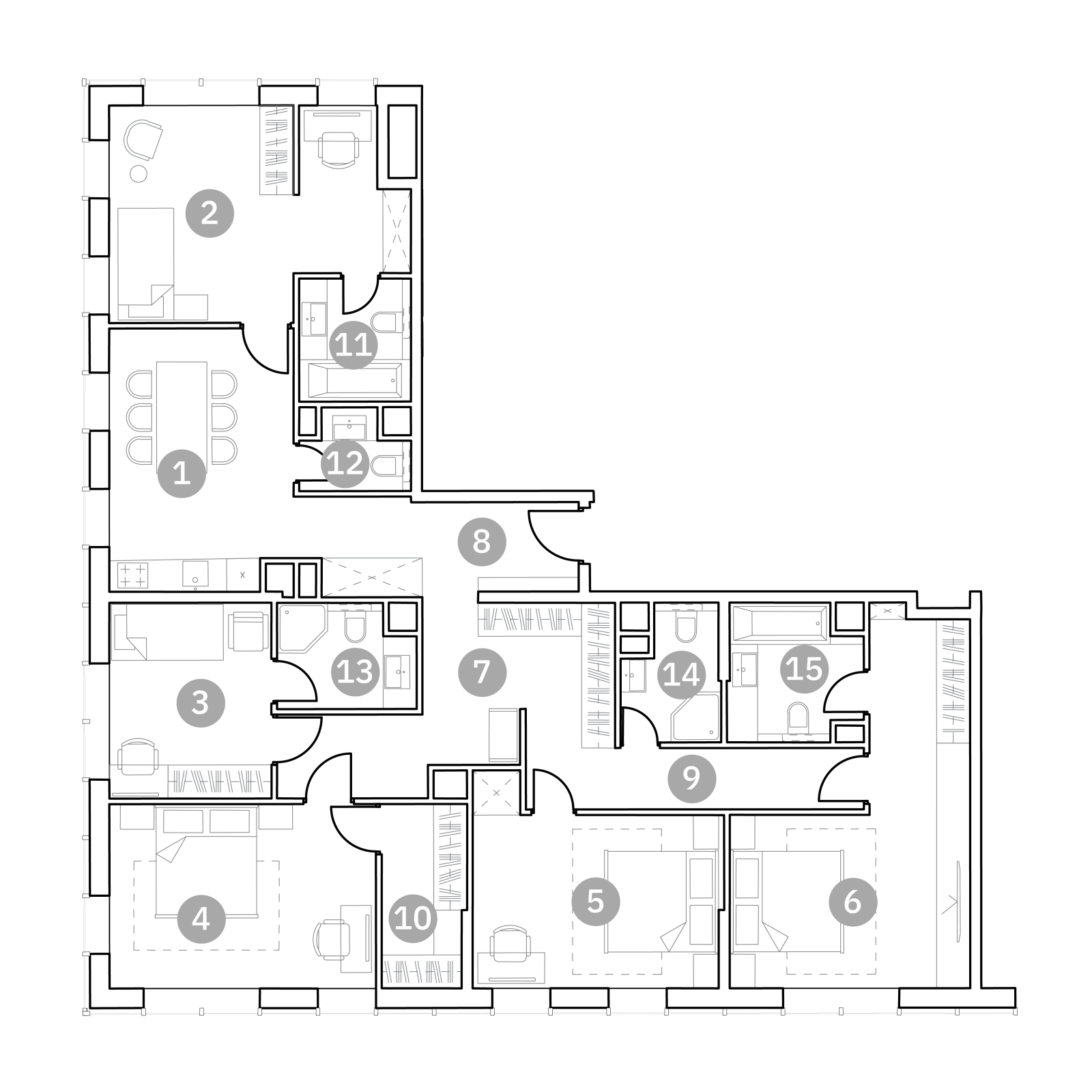 Планировка: 6-комнатная квартира, 147,2 м²