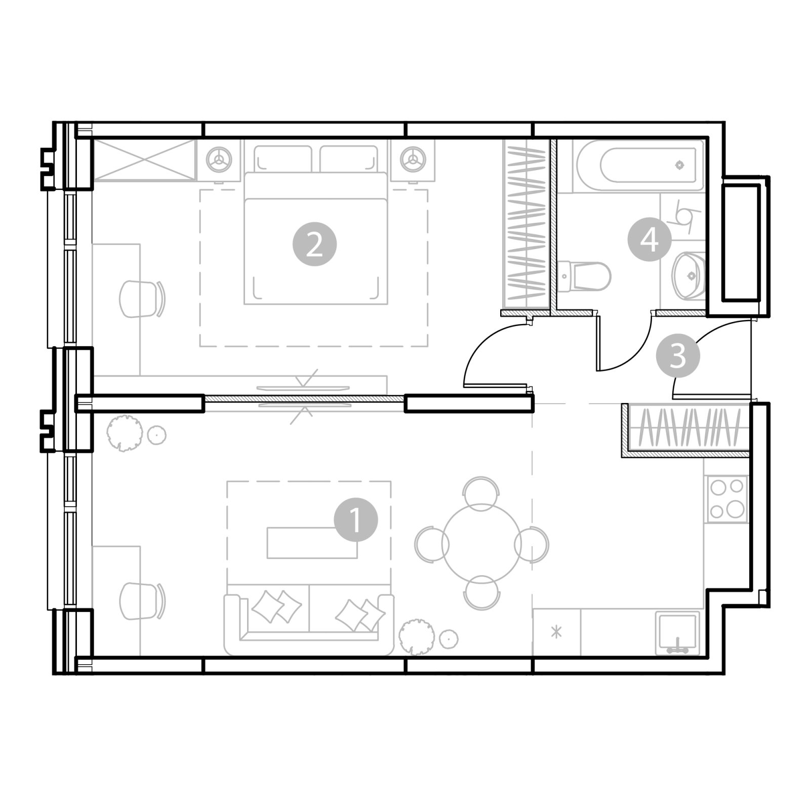 Планировка: 2-комнатная квартира, 50,1 м²