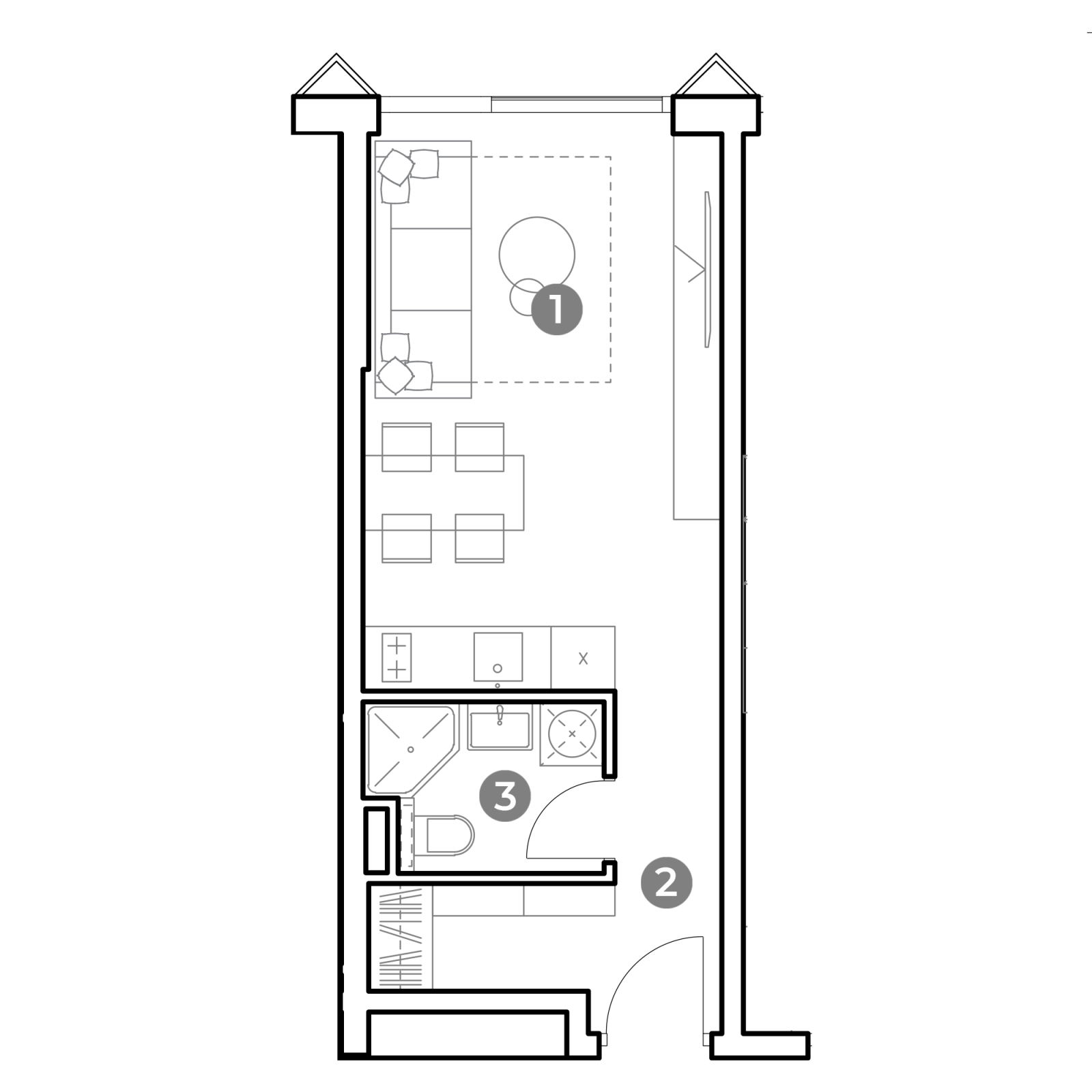 Планировка: студия, 27,1 м²