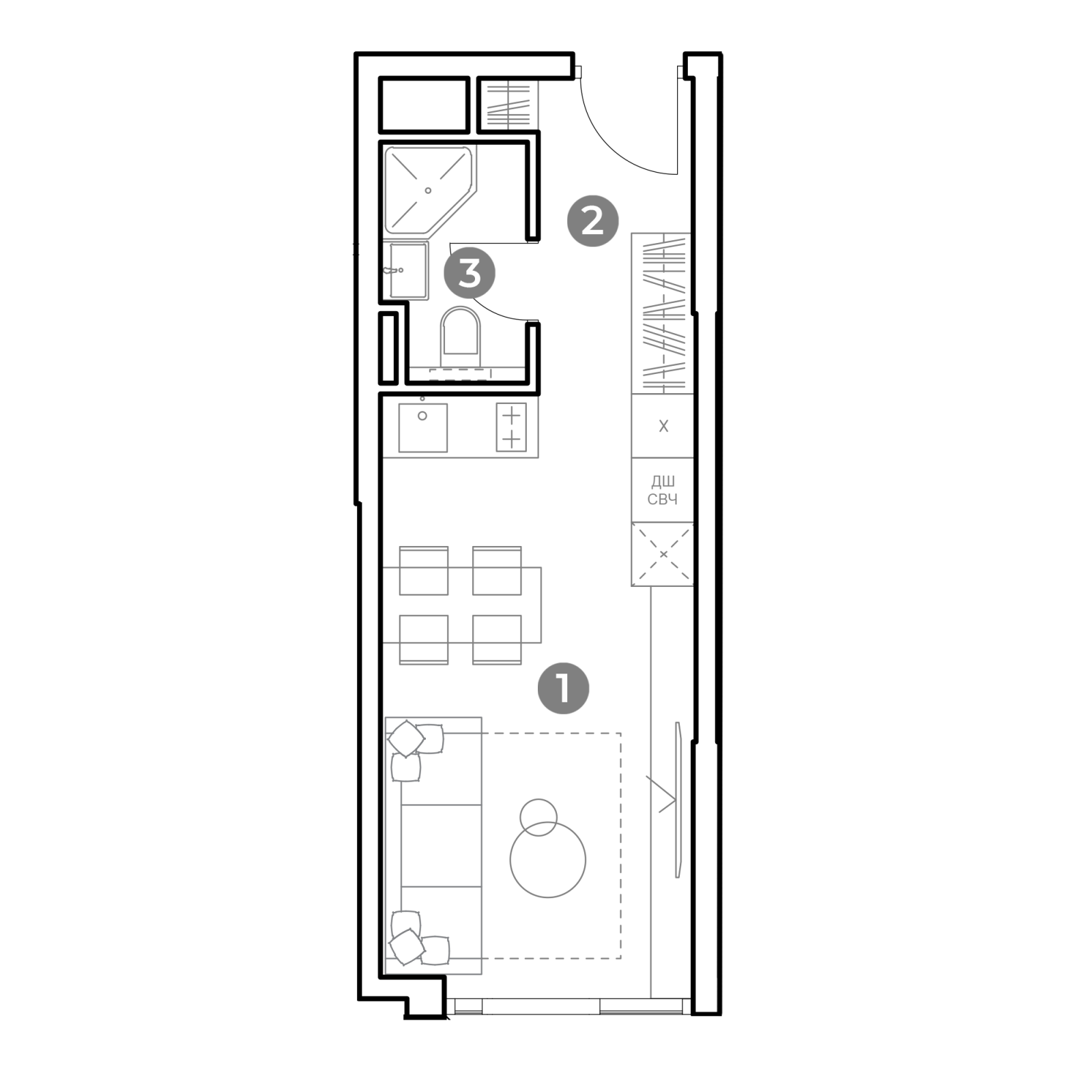 Планировка: студия, 24,1 м²