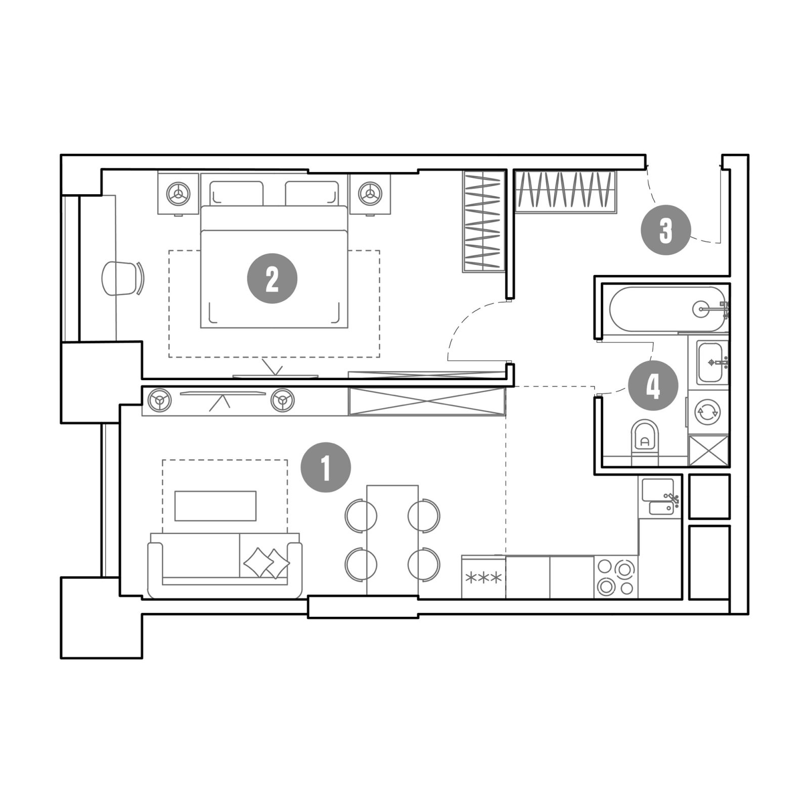 Планировка: 2-комнатная квартира, 45,9 м²