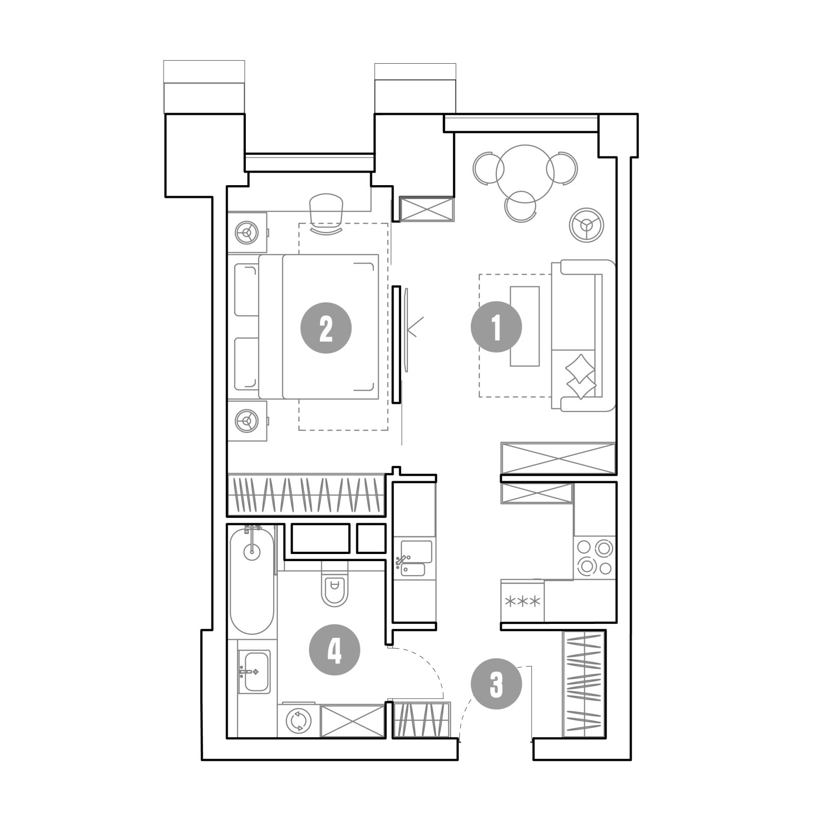 Планировка: 2-комнатная квартира, 41,3 м²