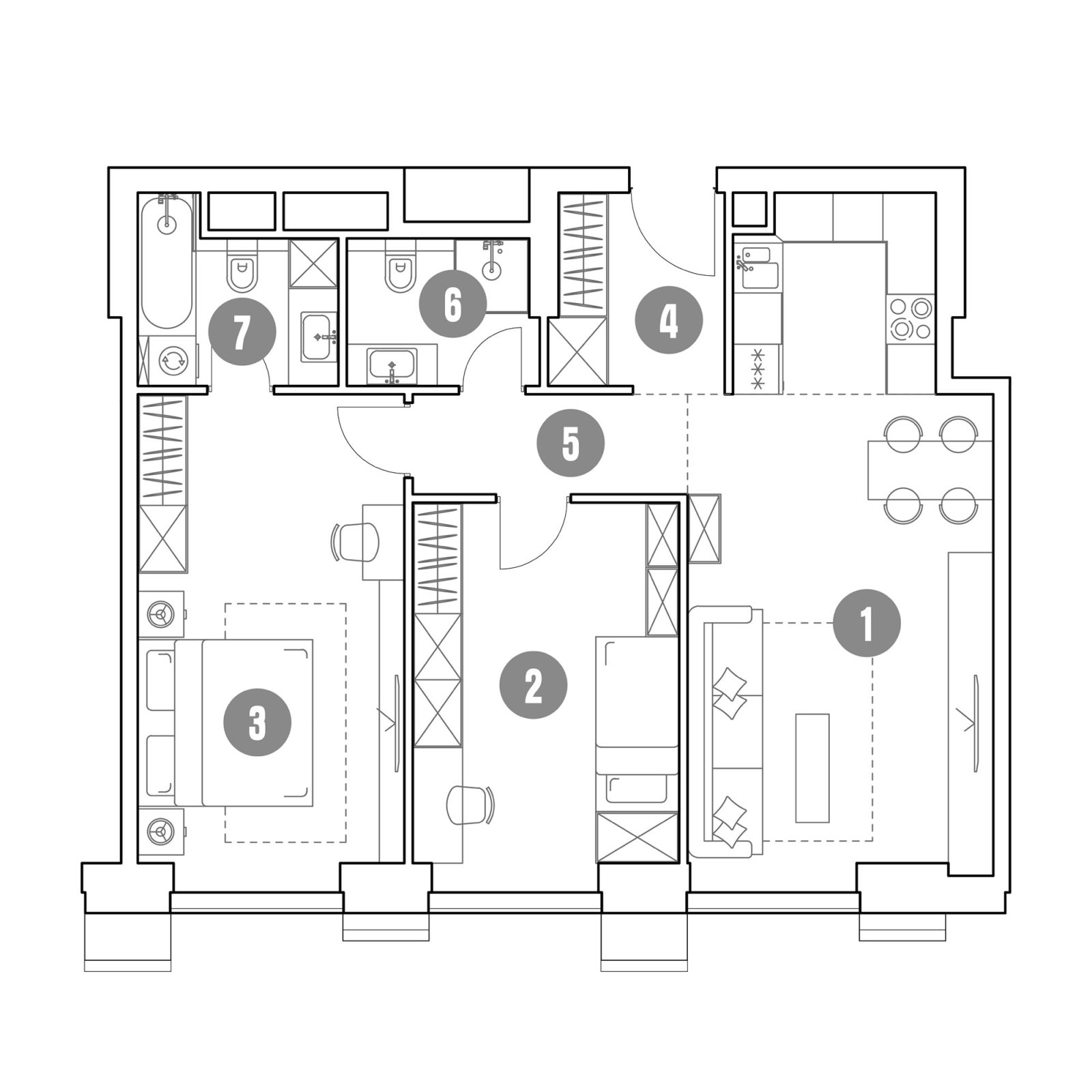 Планировка: 3-комнатная квартира, 78,4 м²