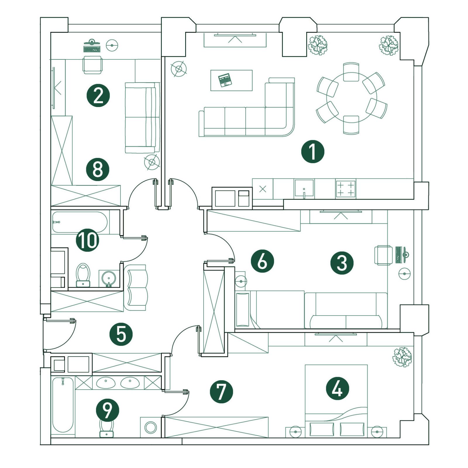 Планировка: 4-комнатная квартира, 114,3 м²