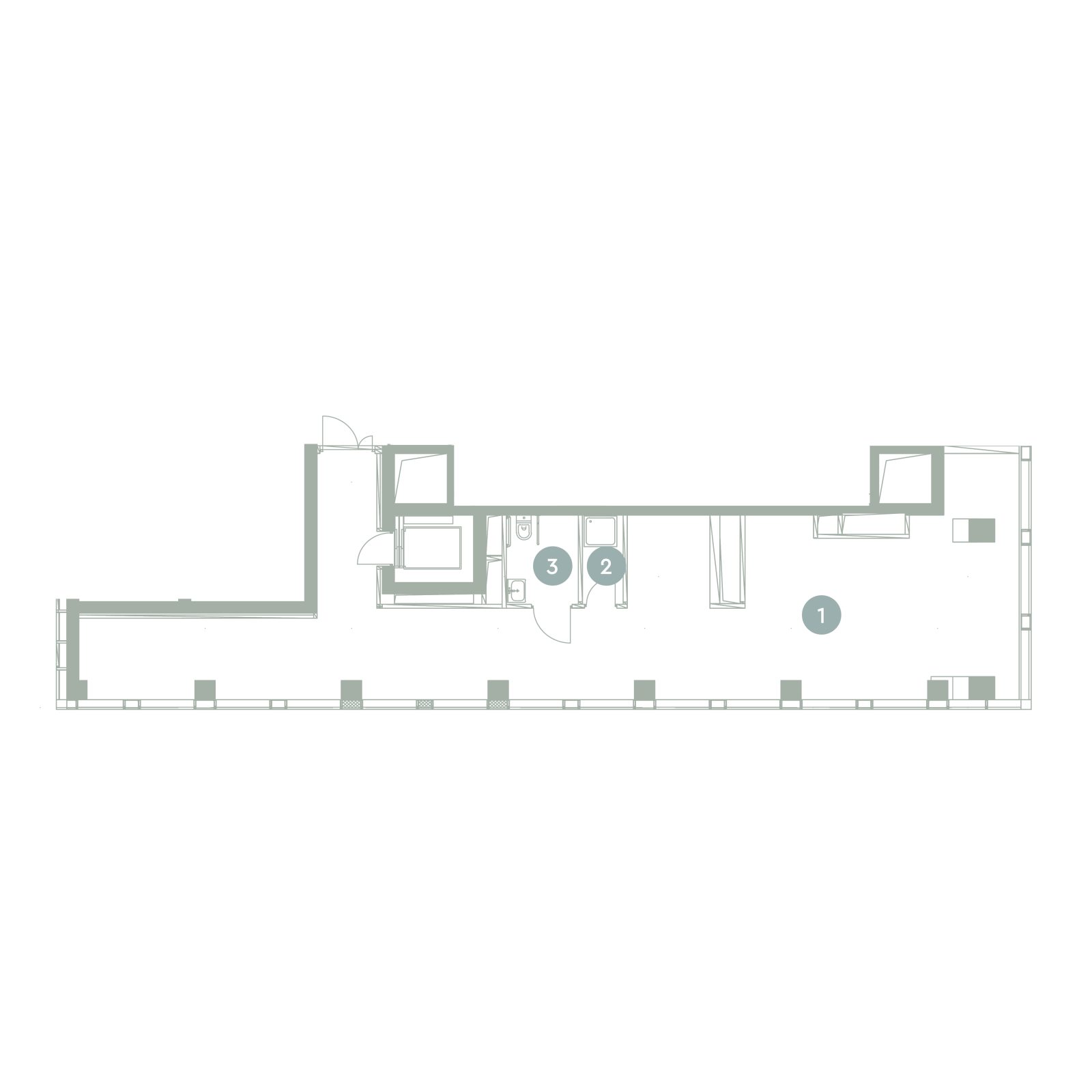 Планировка: студия, 123,8 м²