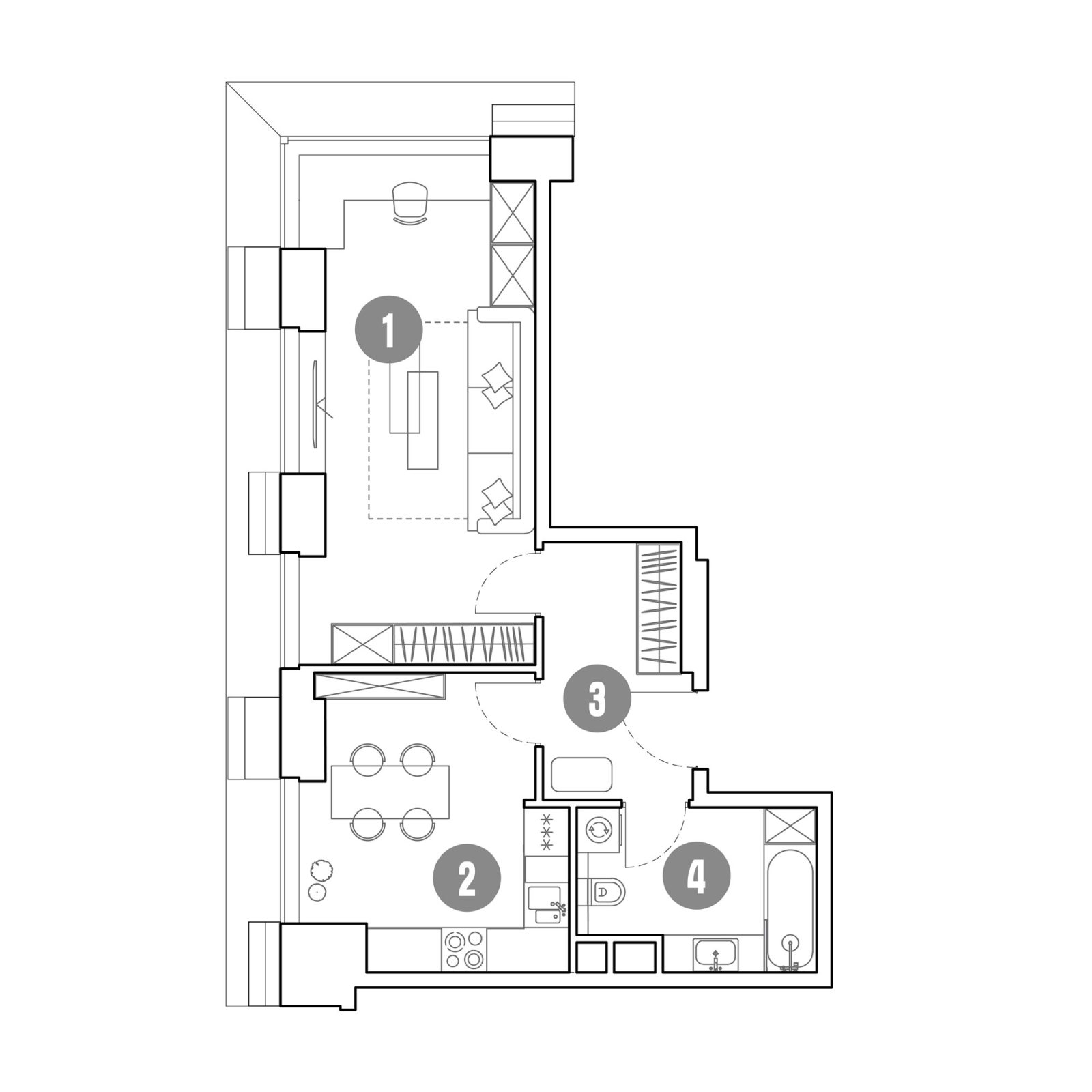 Планировка: 1-комнатная квартира, 46,0 м²
