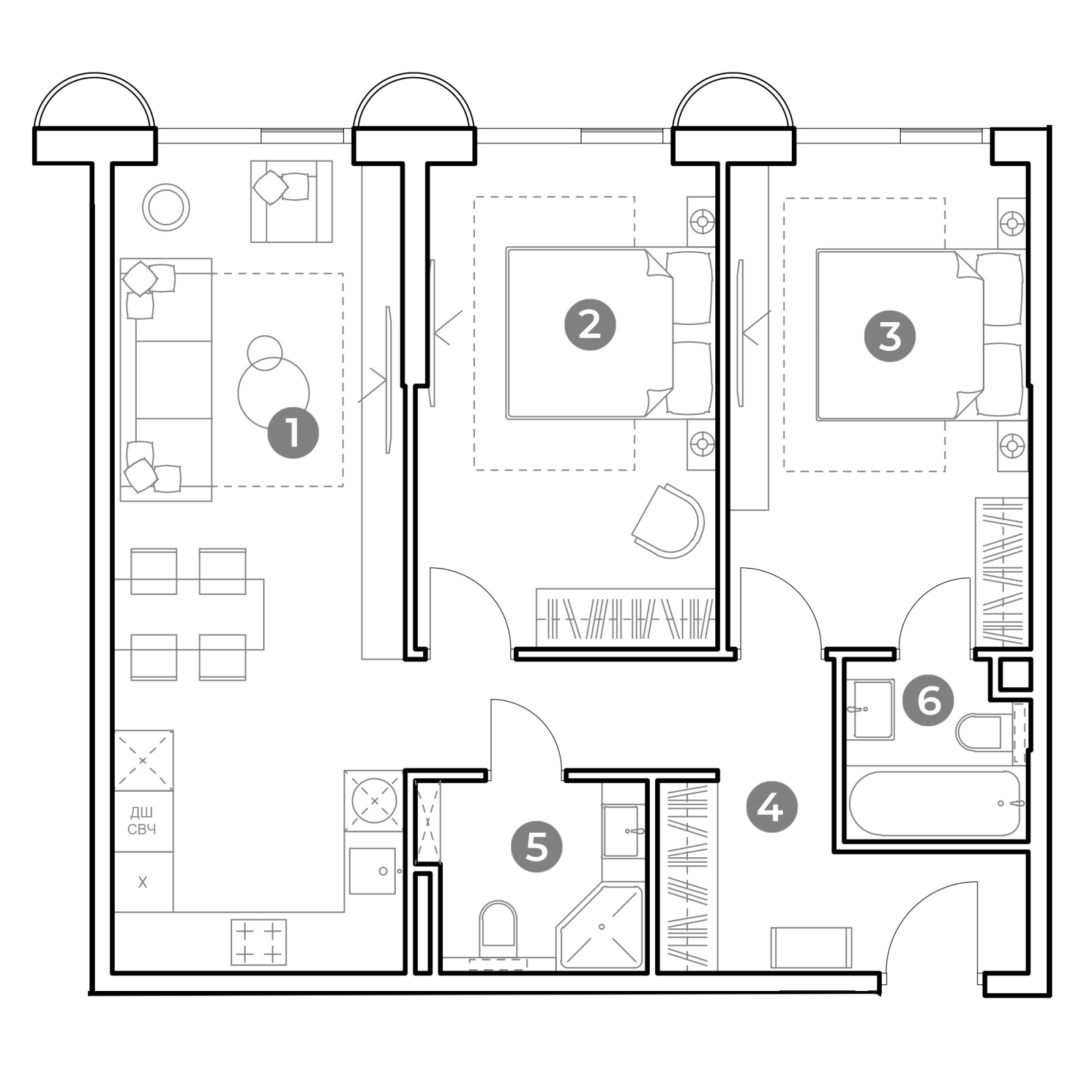 Планировка: 3-комнатная квартира, 70,2 м²