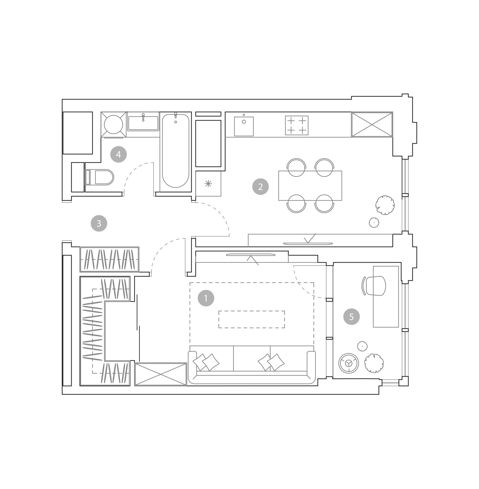Планировка: 1-комнатная квартира, 42,7 м²