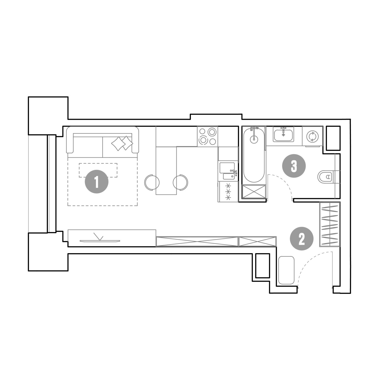 Планировка: студия, 29,5 м²