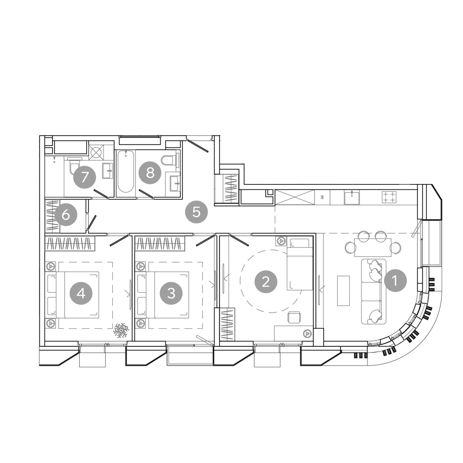 Планировка: 4-комнатная квартира, 93,0 м²