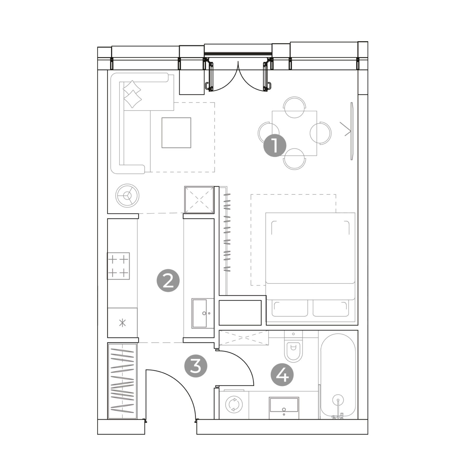 Планировка: студия, 33,1 м²