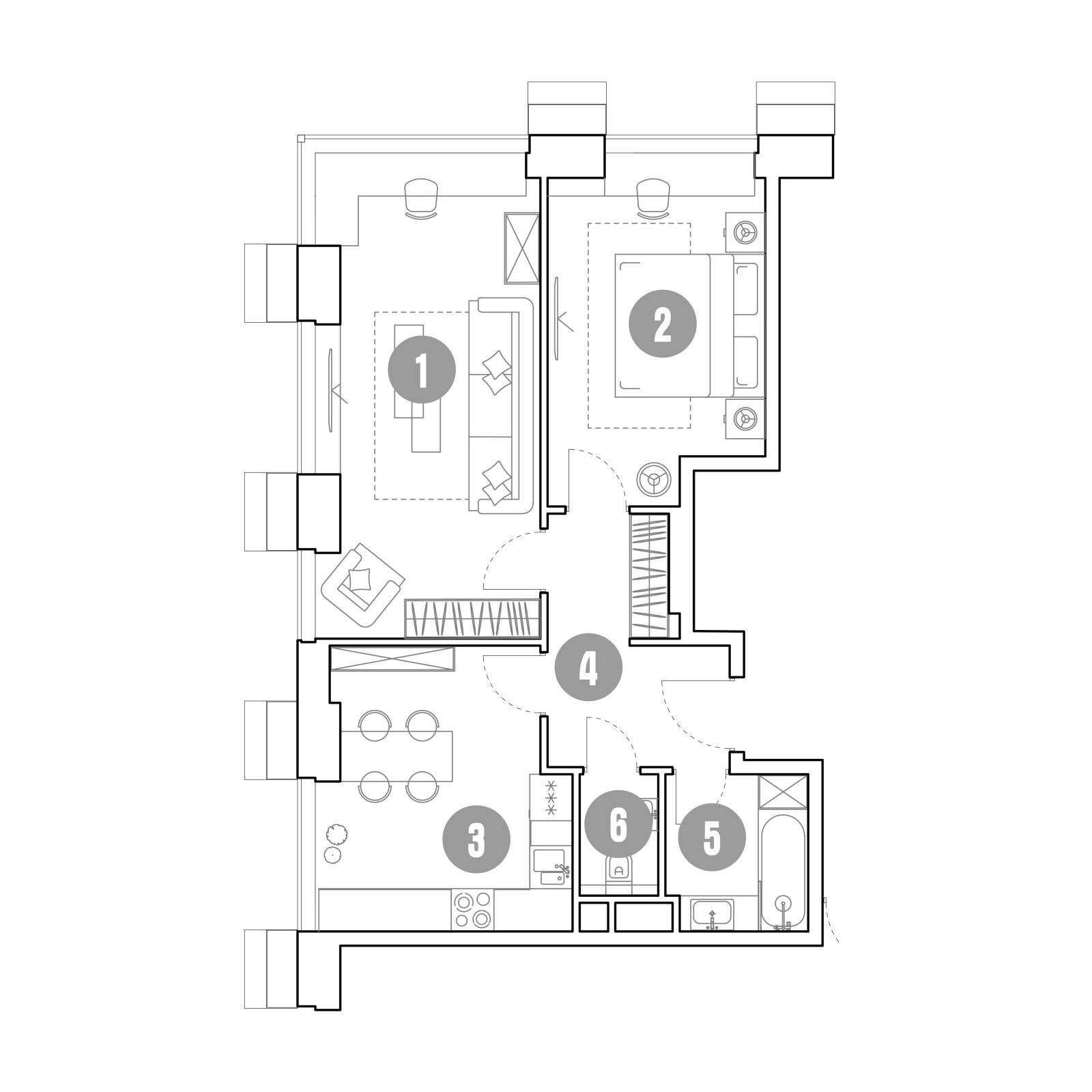 Планировка: 2-комнатная квартира, 61,6 м²