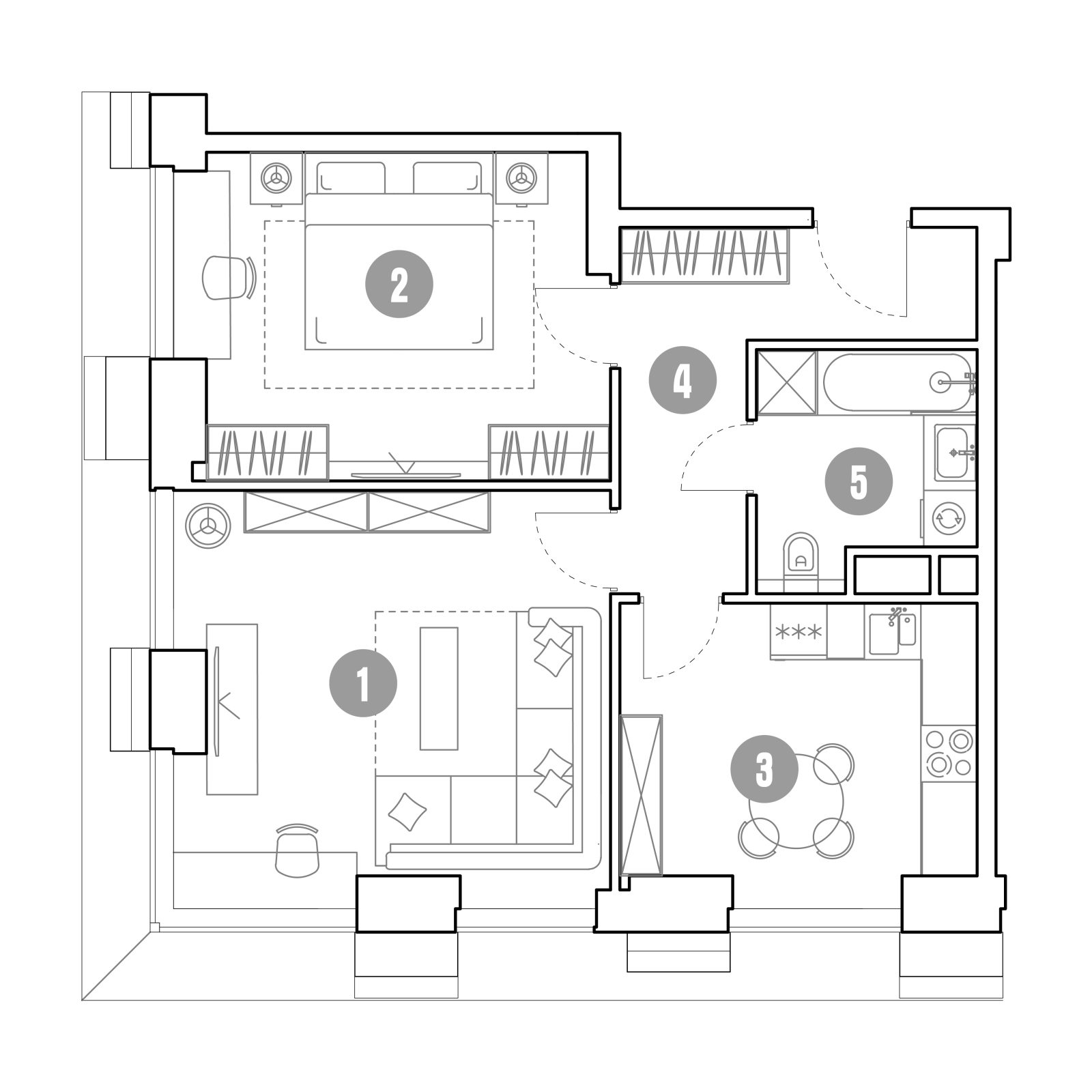 Планировка: 2-комнатная квартира, 60,9 м²