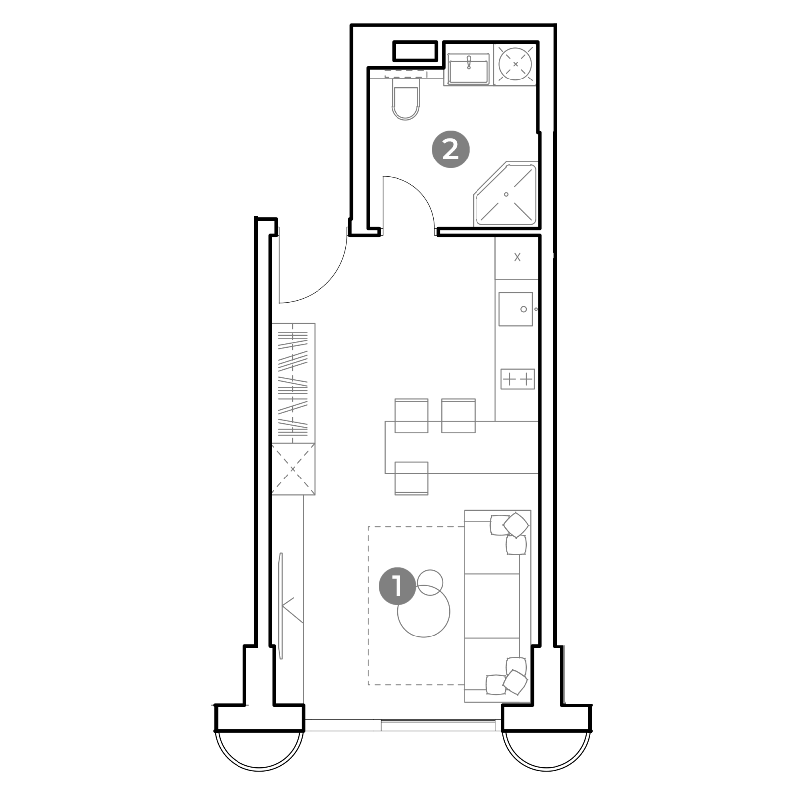 Планировка: студия, 28,8 м²