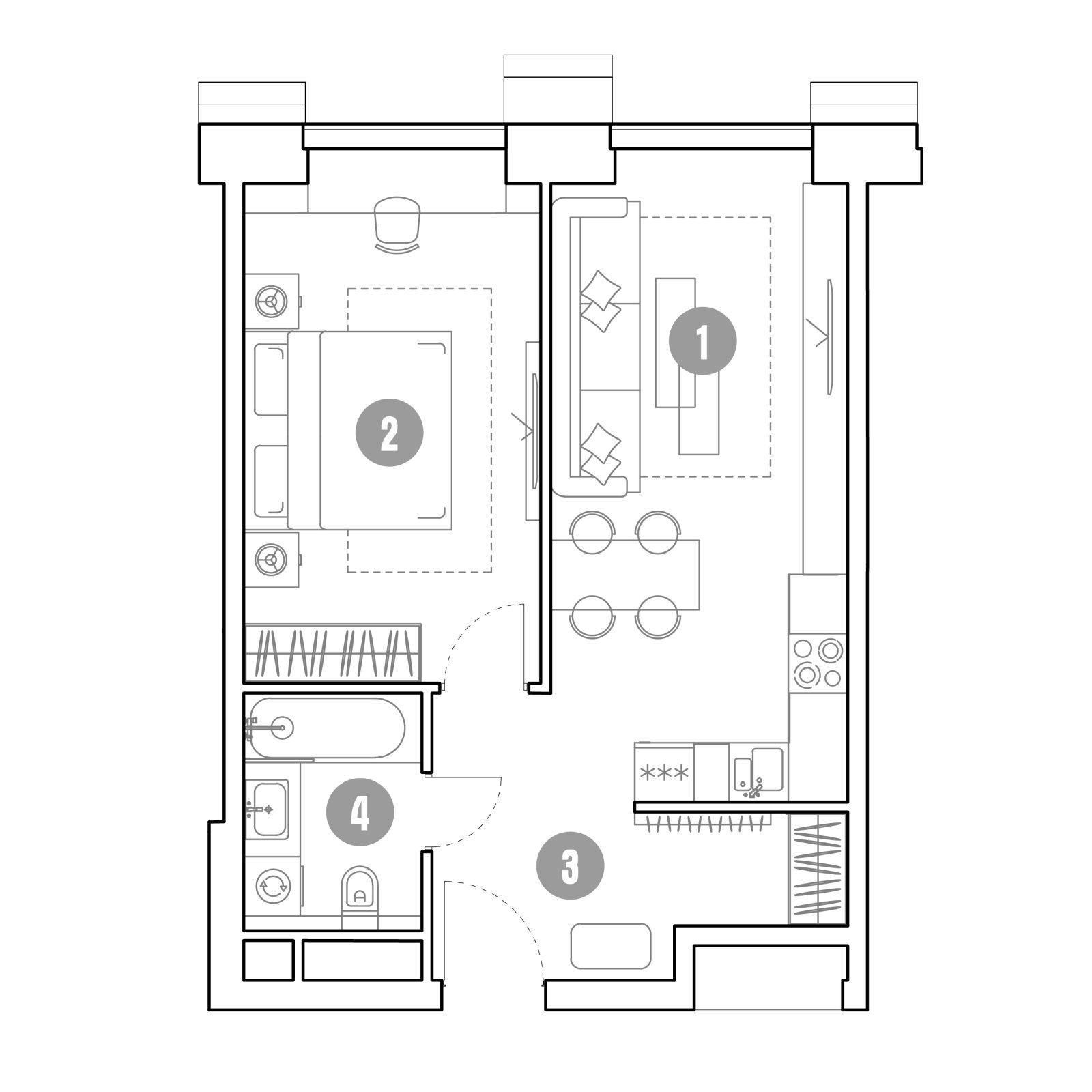 Планировка: 2-комнатная квартира, 47,1 м²