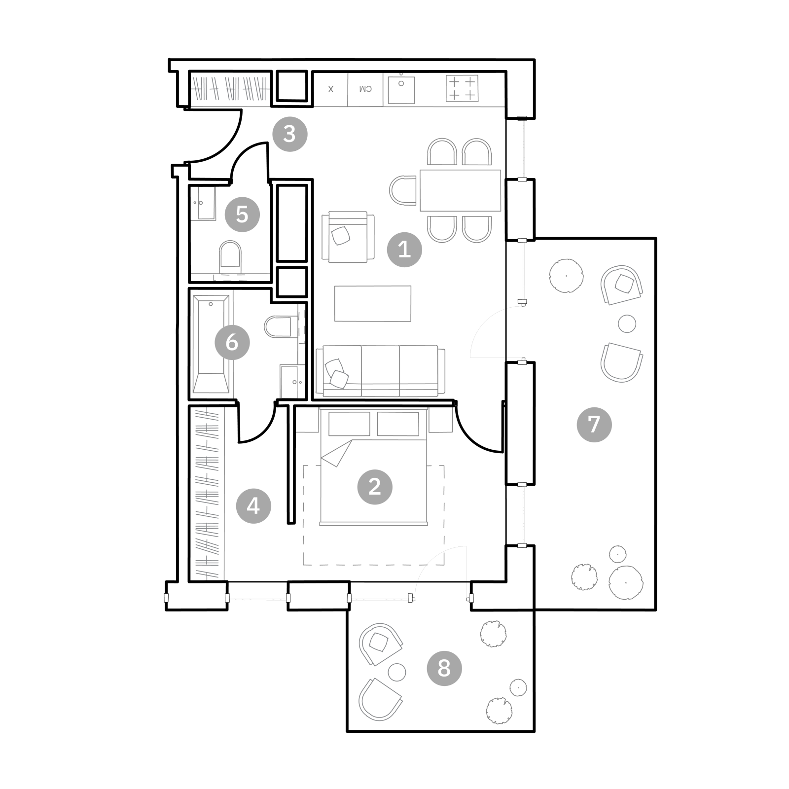 Планировка: 2-комнатная квартира, 61,5 м²